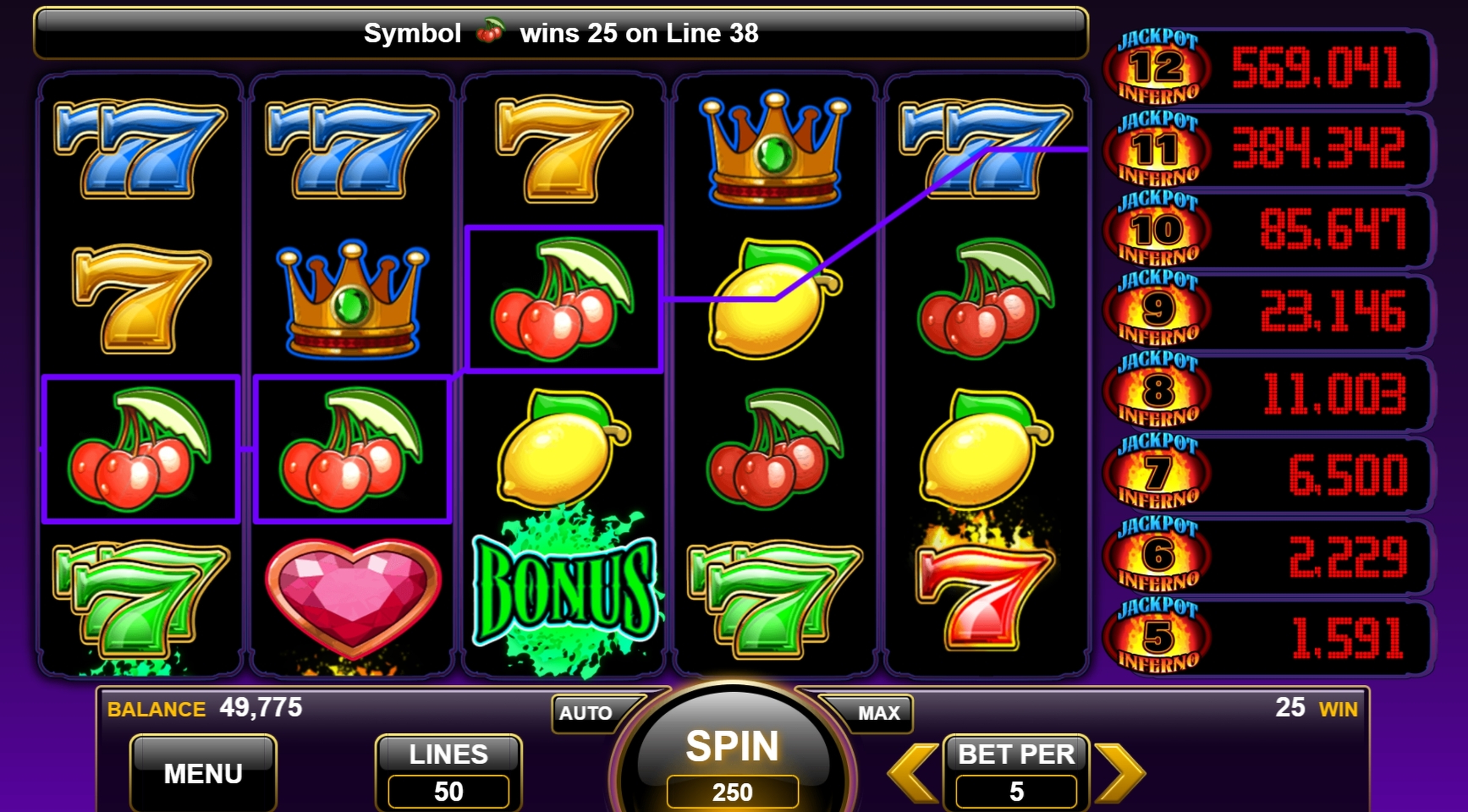 Win Money in Jackpot Inferno Free Slot Game by Everi