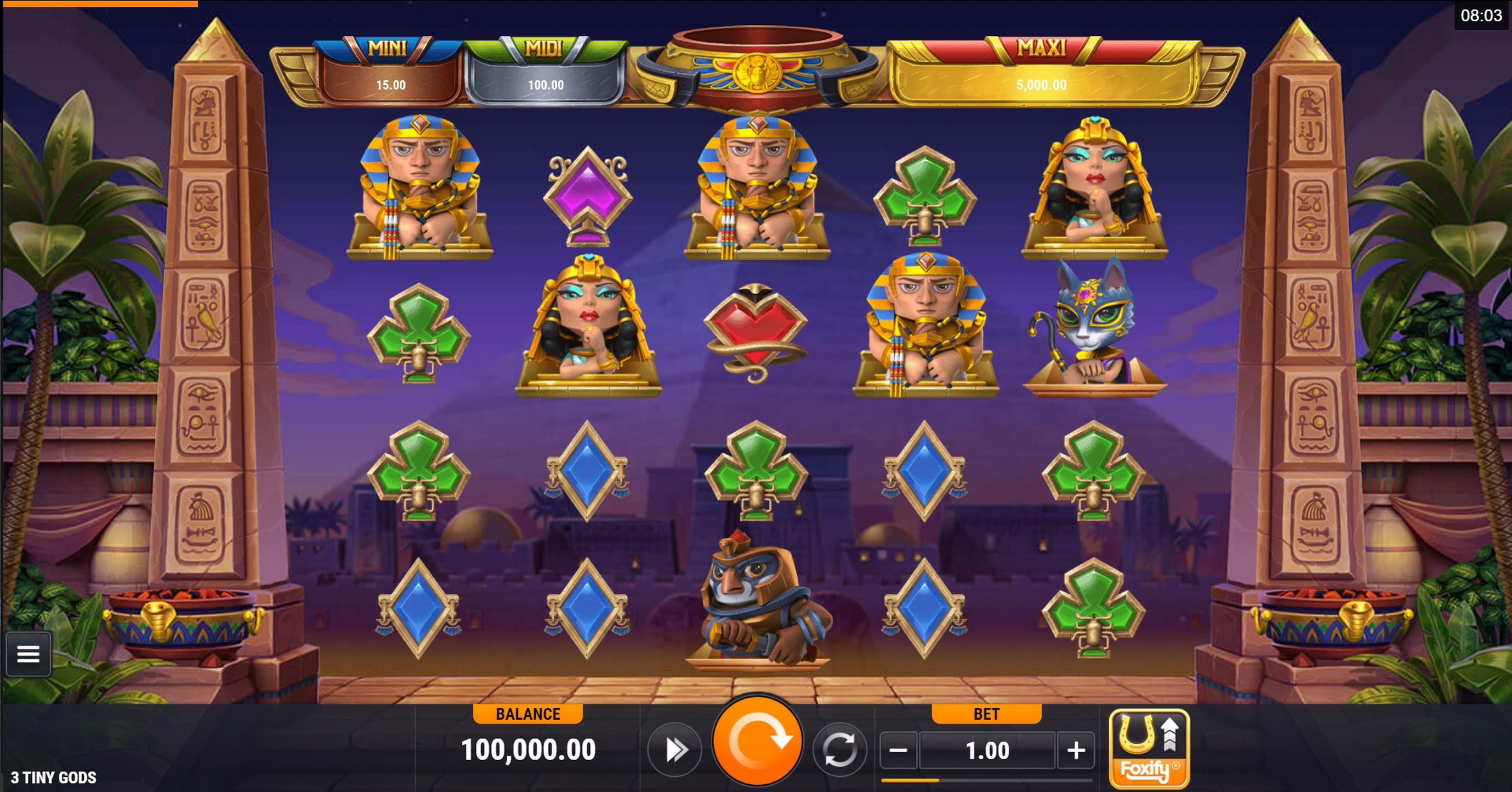 Reels in 3 Tiny Gods Slot Game by Foxium