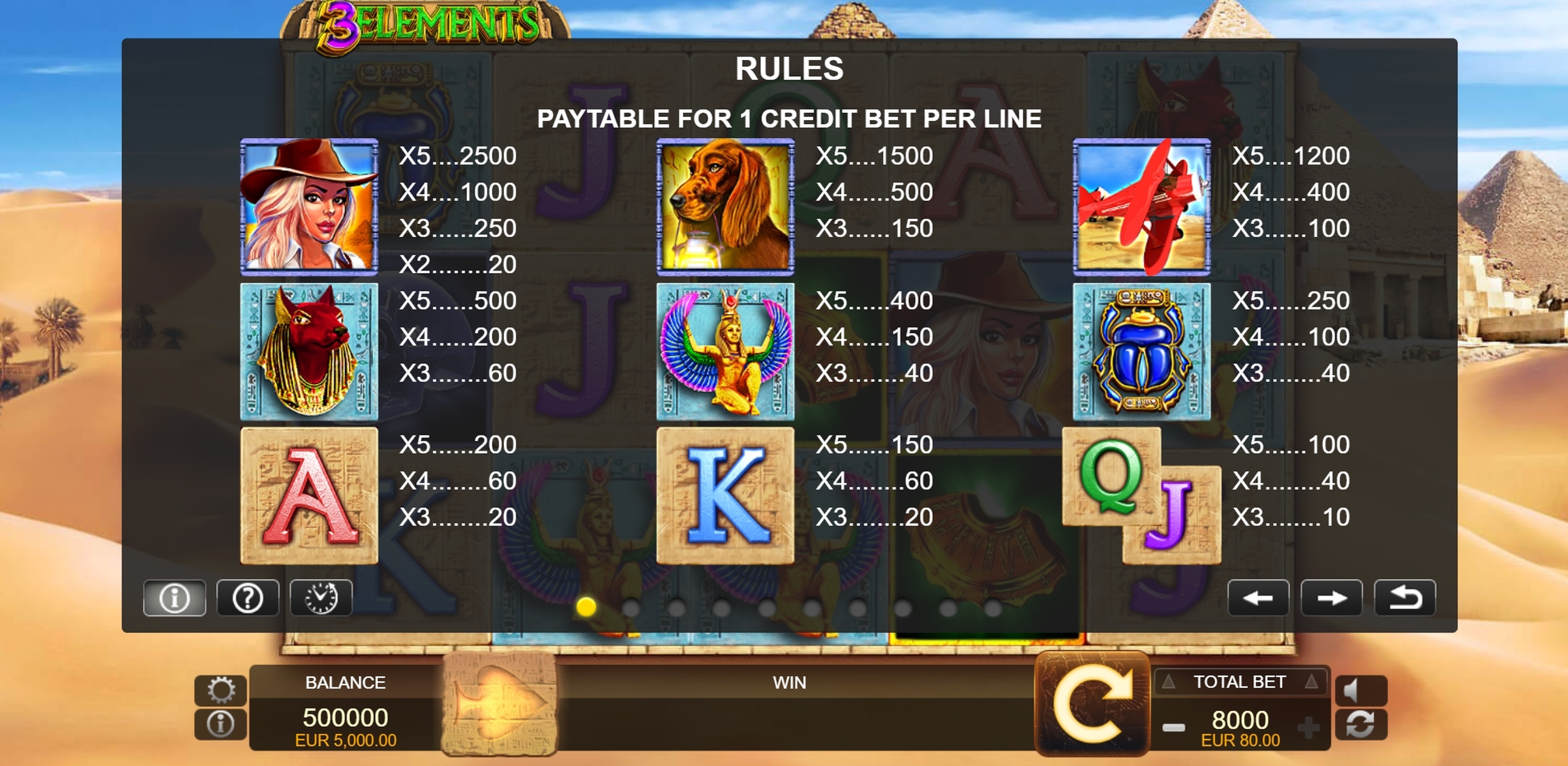 Info of 3 Elements Slot Game by FUGA Gaming