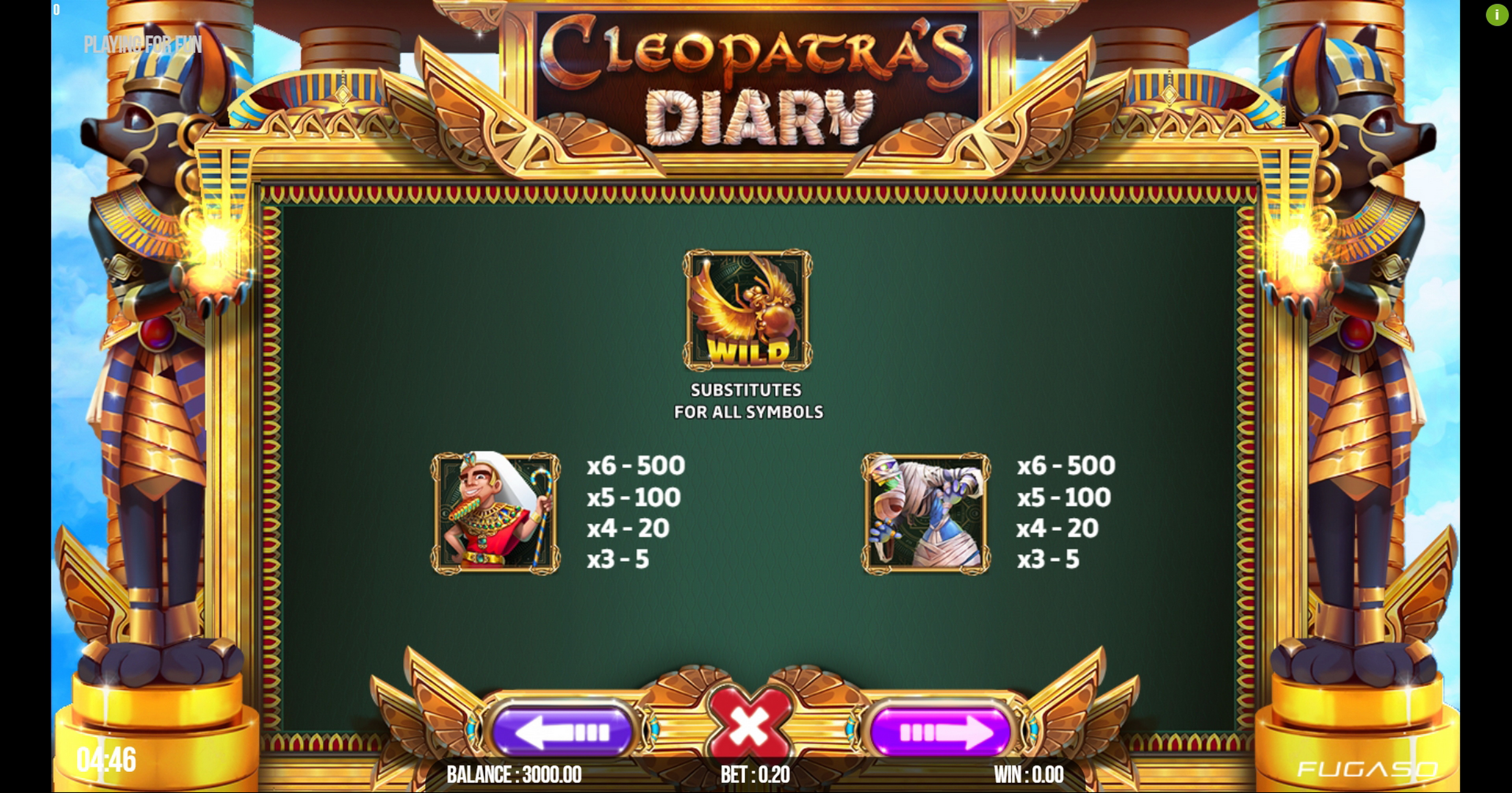 Info of Cleopatra's Diary Slot Game by Fugaso