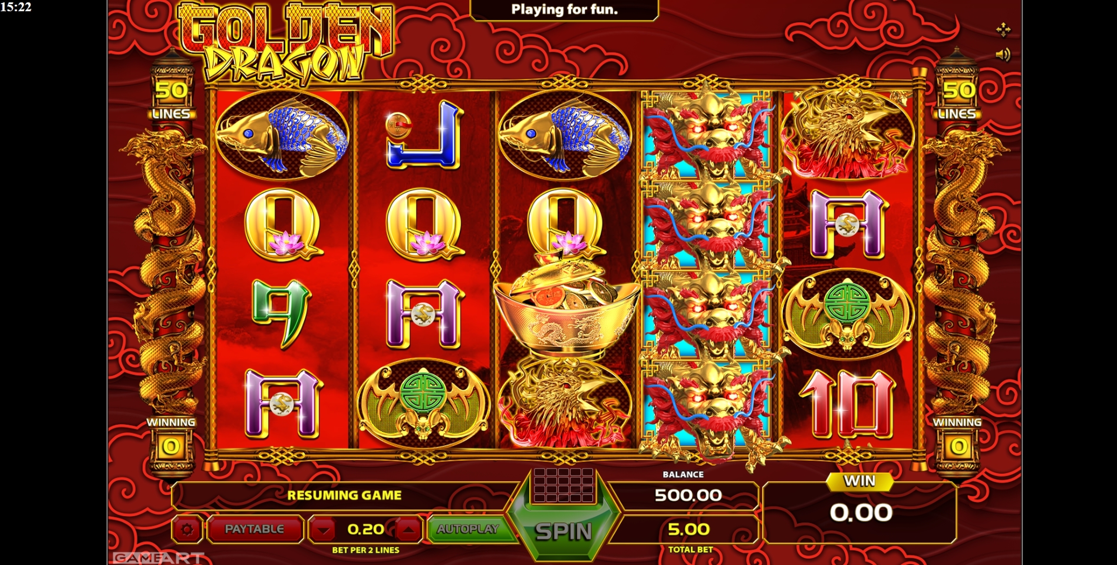 Reels in Golden Dragon Slot Game by GameArt