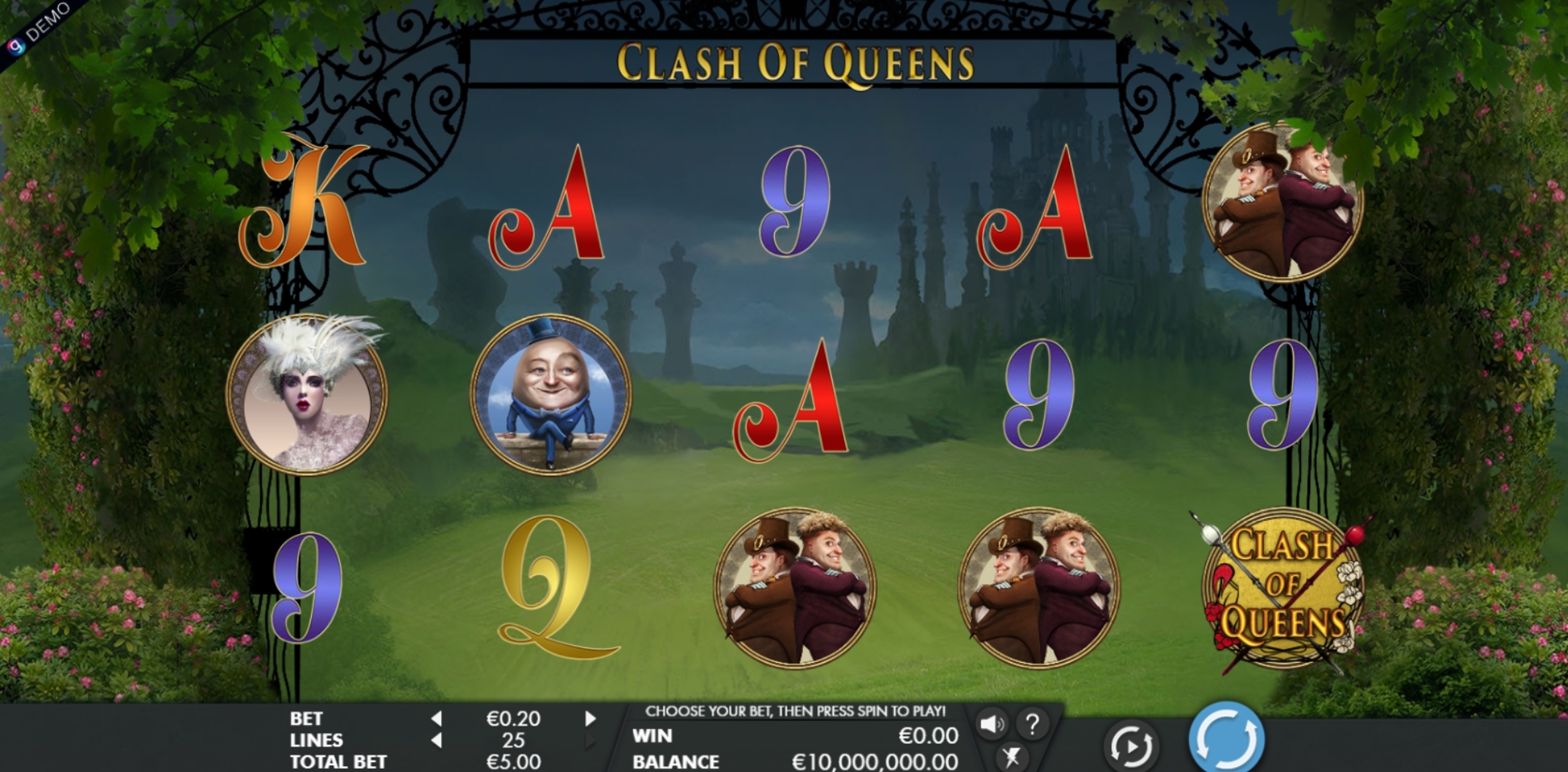 Reels in Clash of Queens Slot Game by Genesis Gaming