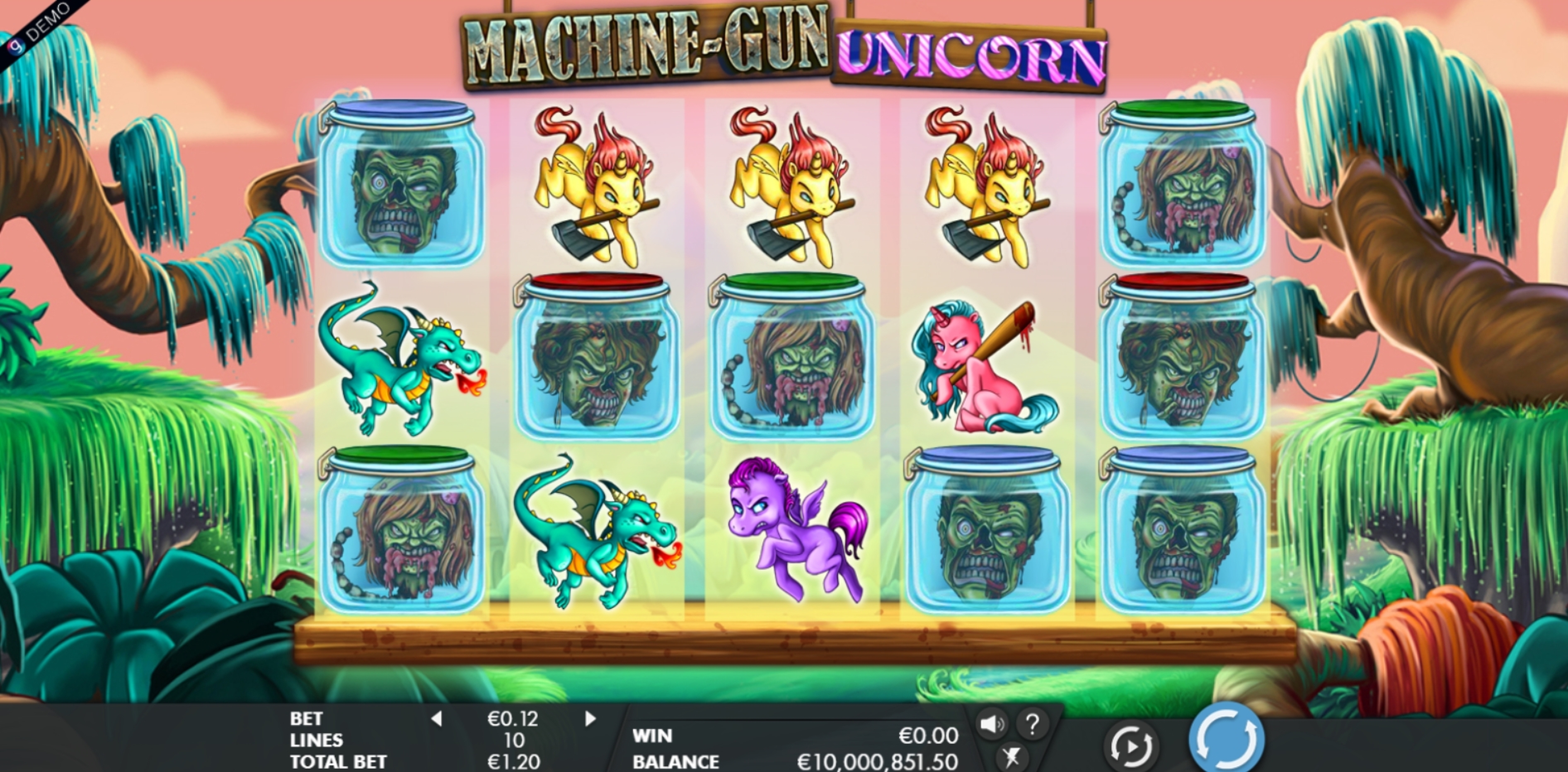 Reels in Machine Gun Unicorn Slot Game by Genesis Gaming