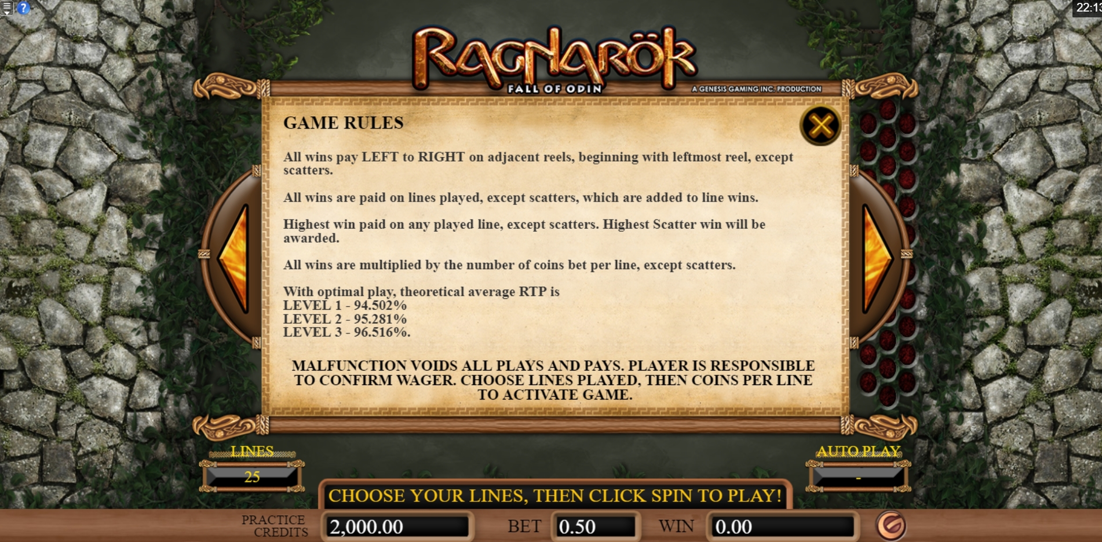 Info of Ragnarok Slot Game by Genesis Gaming
