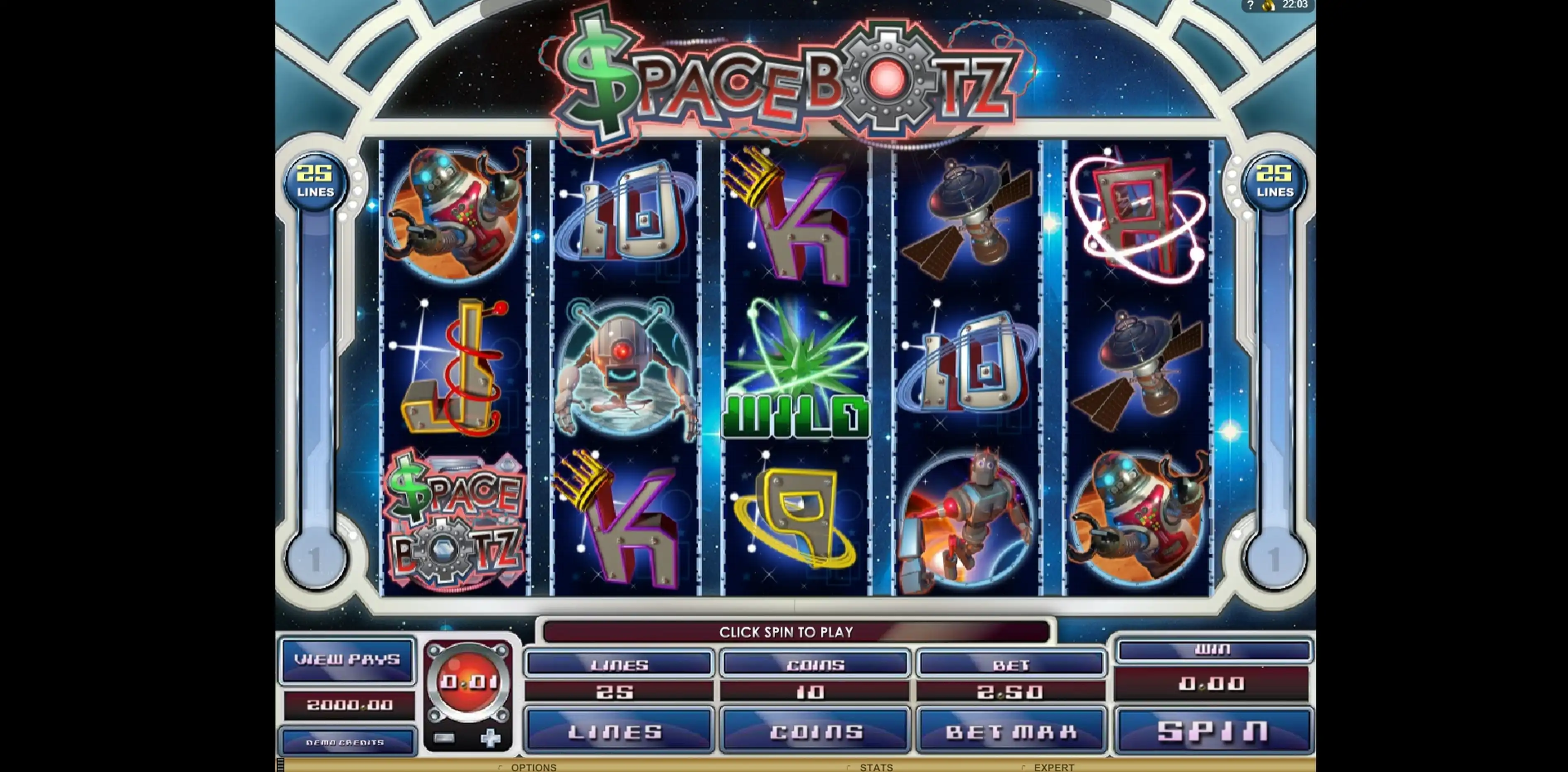 Reels in Space Botz Slot Game by Genesis Gaming