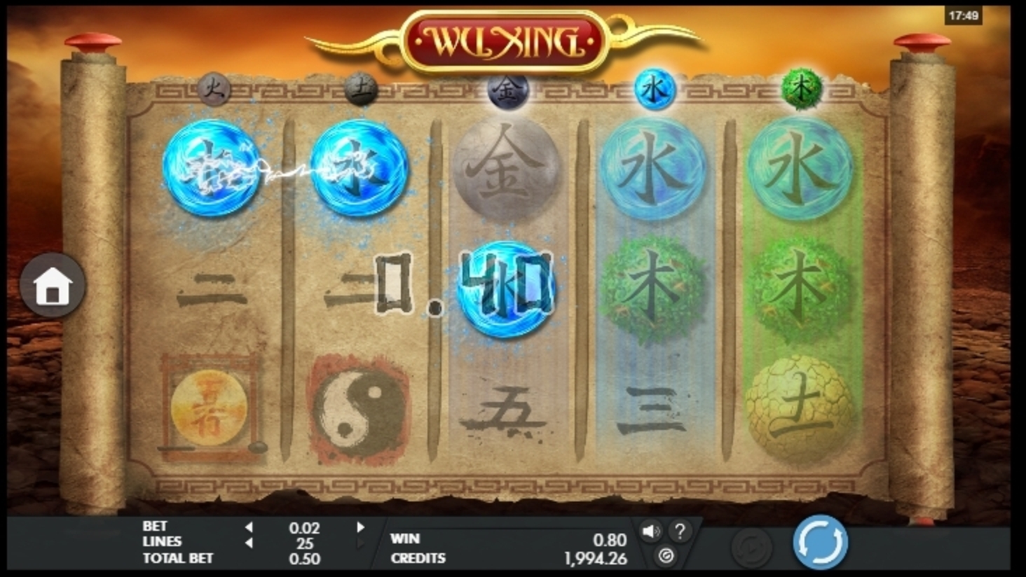 Win Money in Wu Xing Free Slot Game by Genesis Gaming