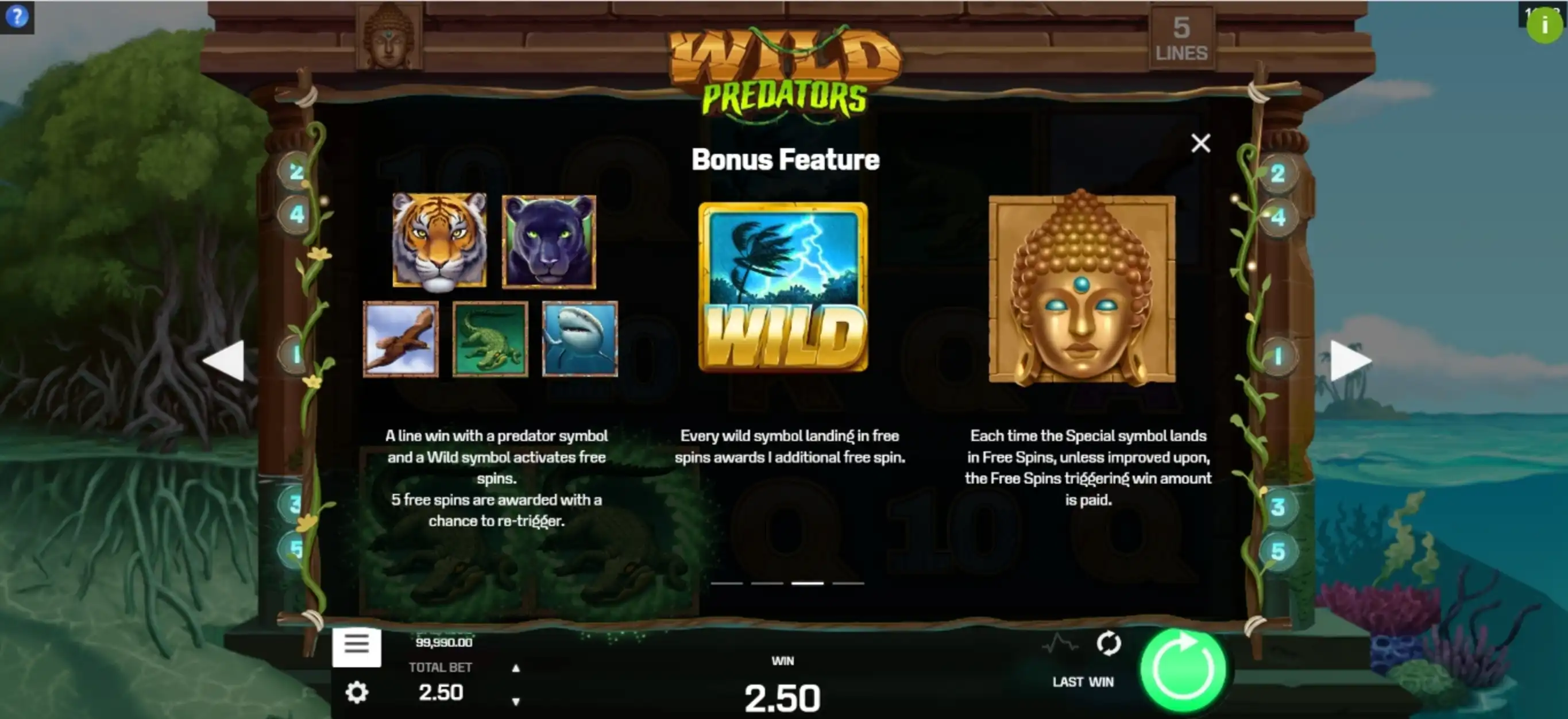 Info of Wild Predators Slot Game by Golden Rock Studios