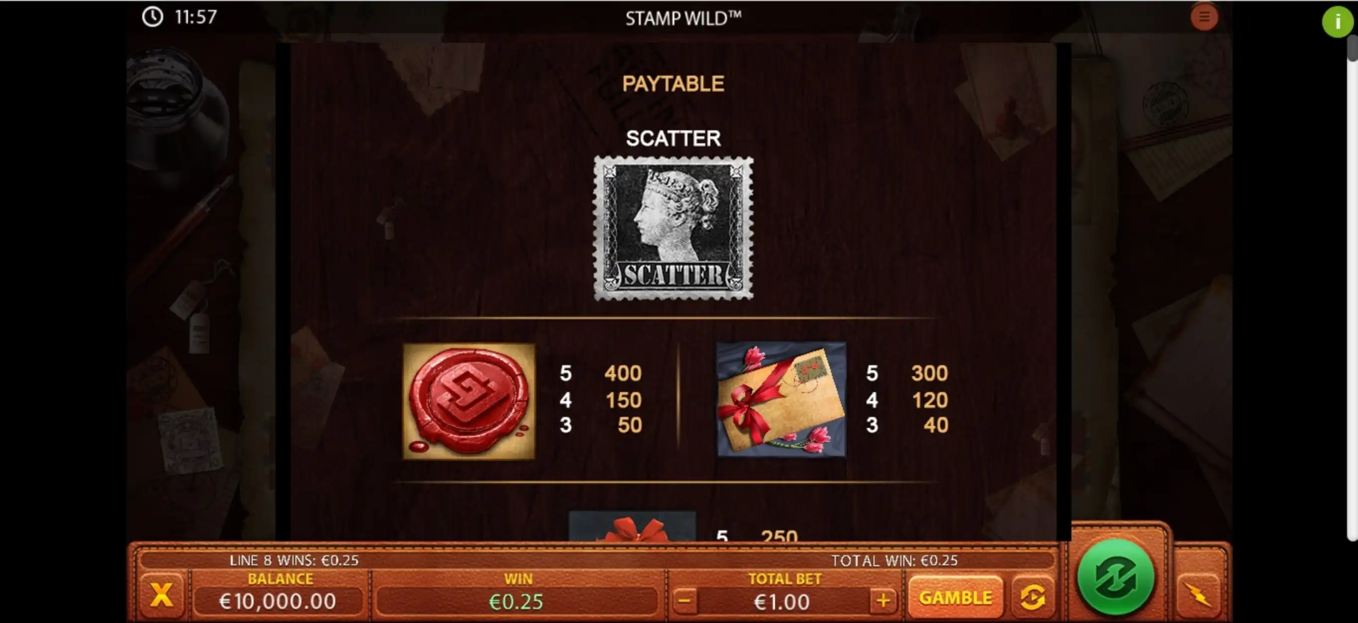 Info of Stamp Wild Slot Game by Green Jade Games