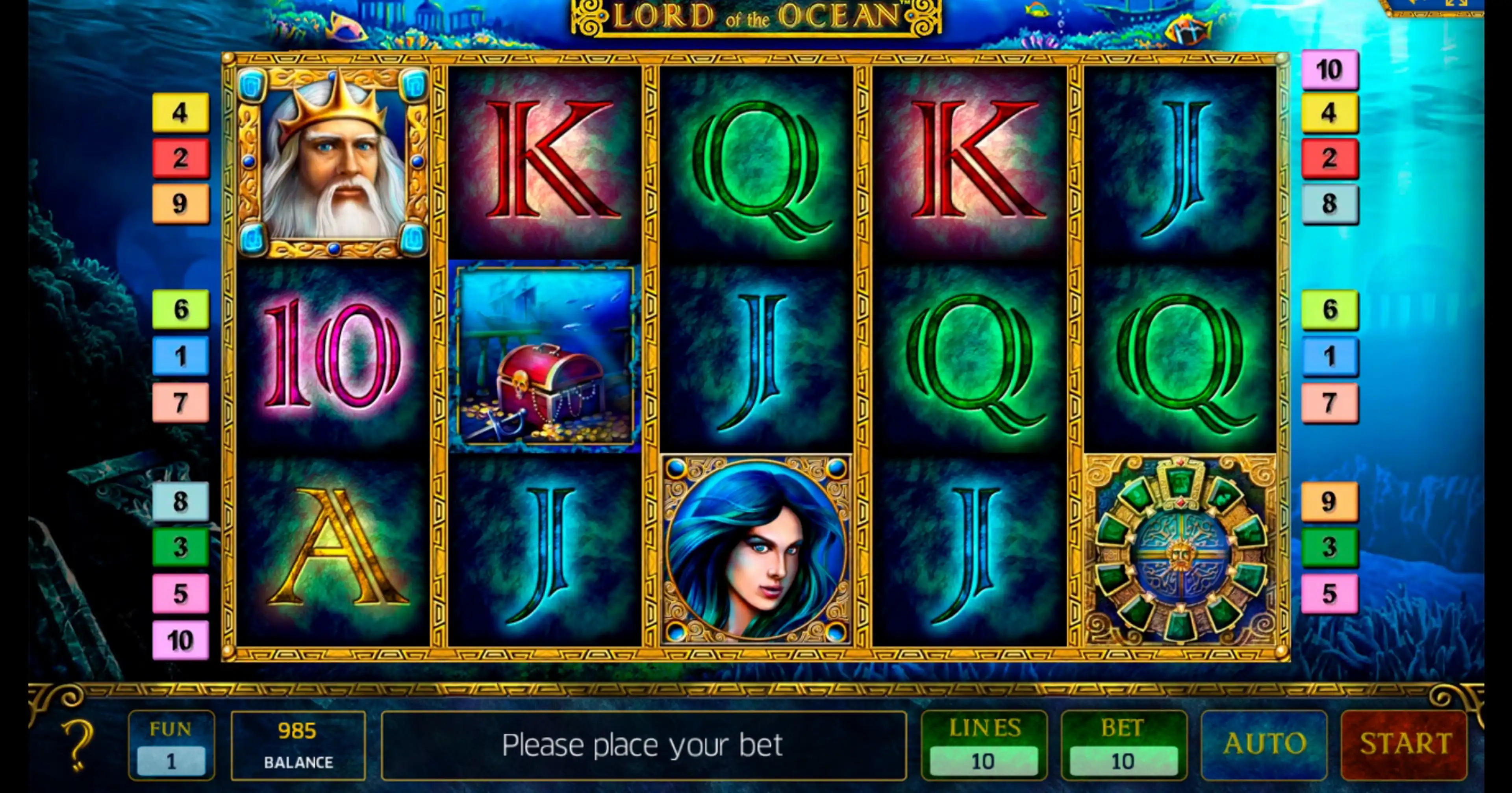 Reels in Lord of the Ocean Slot Game by Greentube