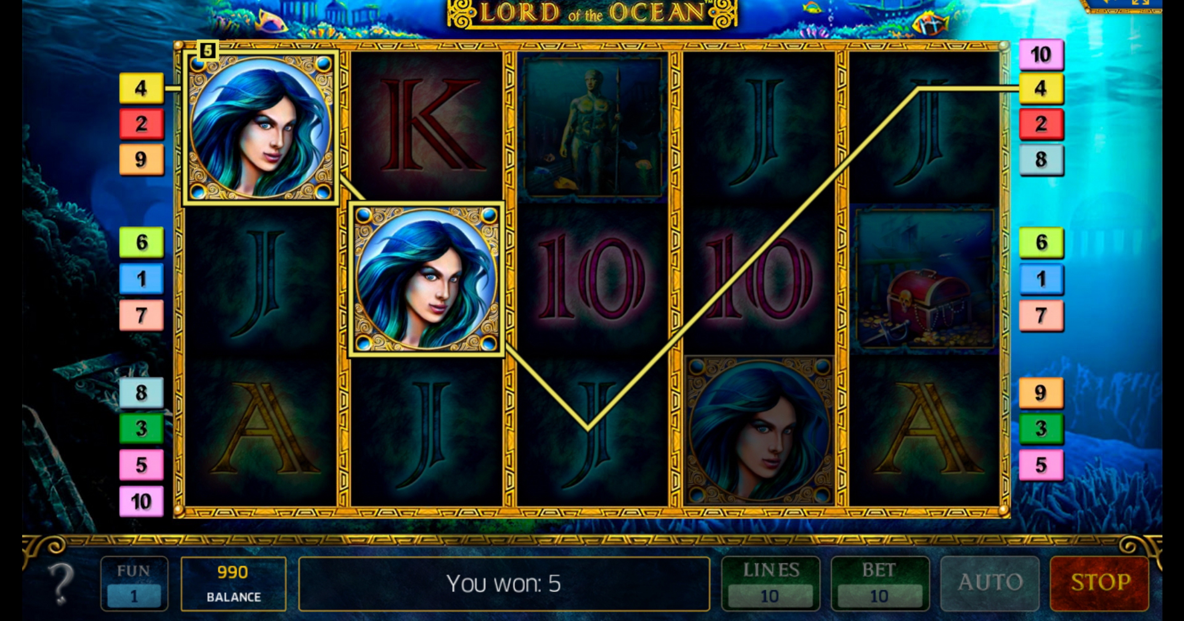 Win Money in Lord of the Ocean Free Slot Game by Greentube