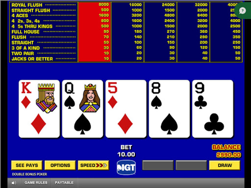 Game King Video Poker demo