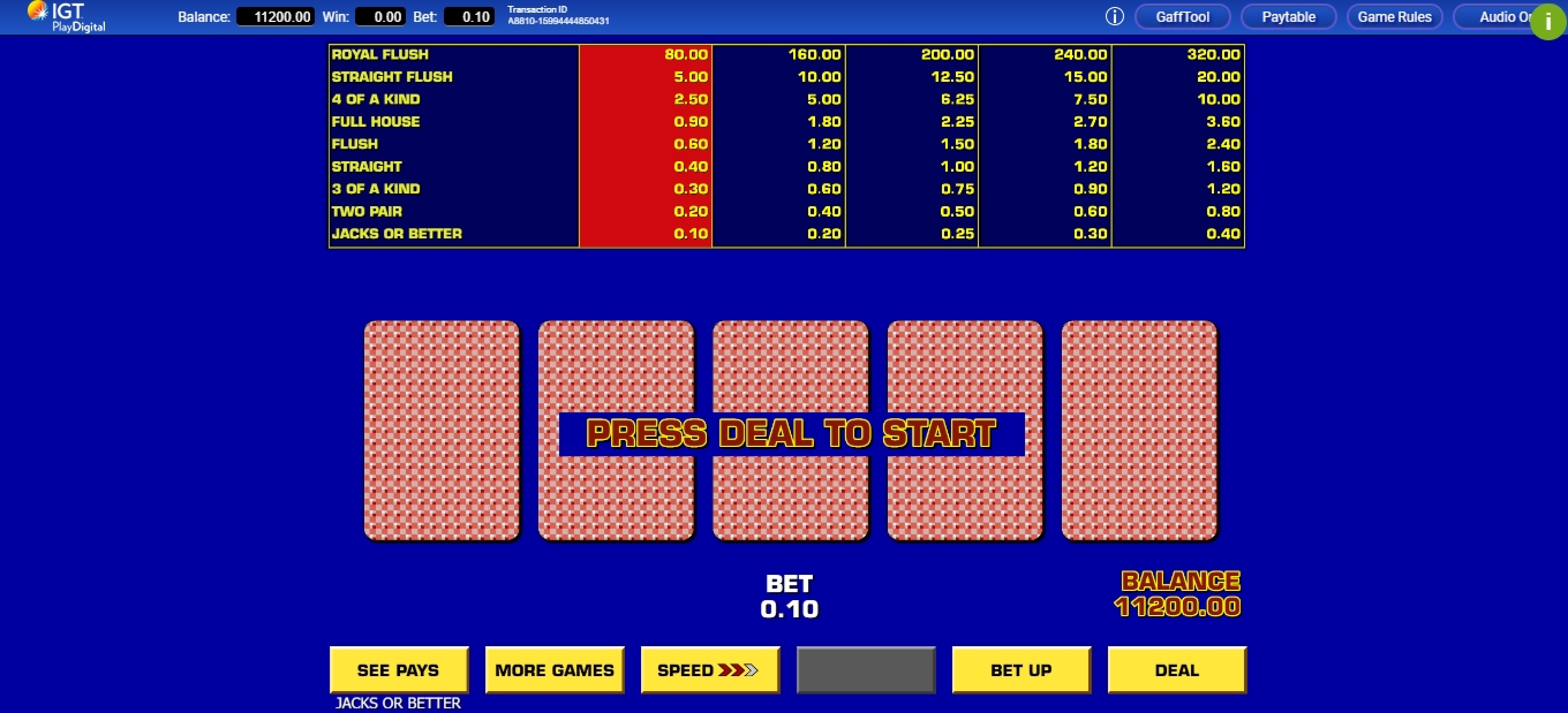 Reels in Game King Video Poker Slot Game by IGT