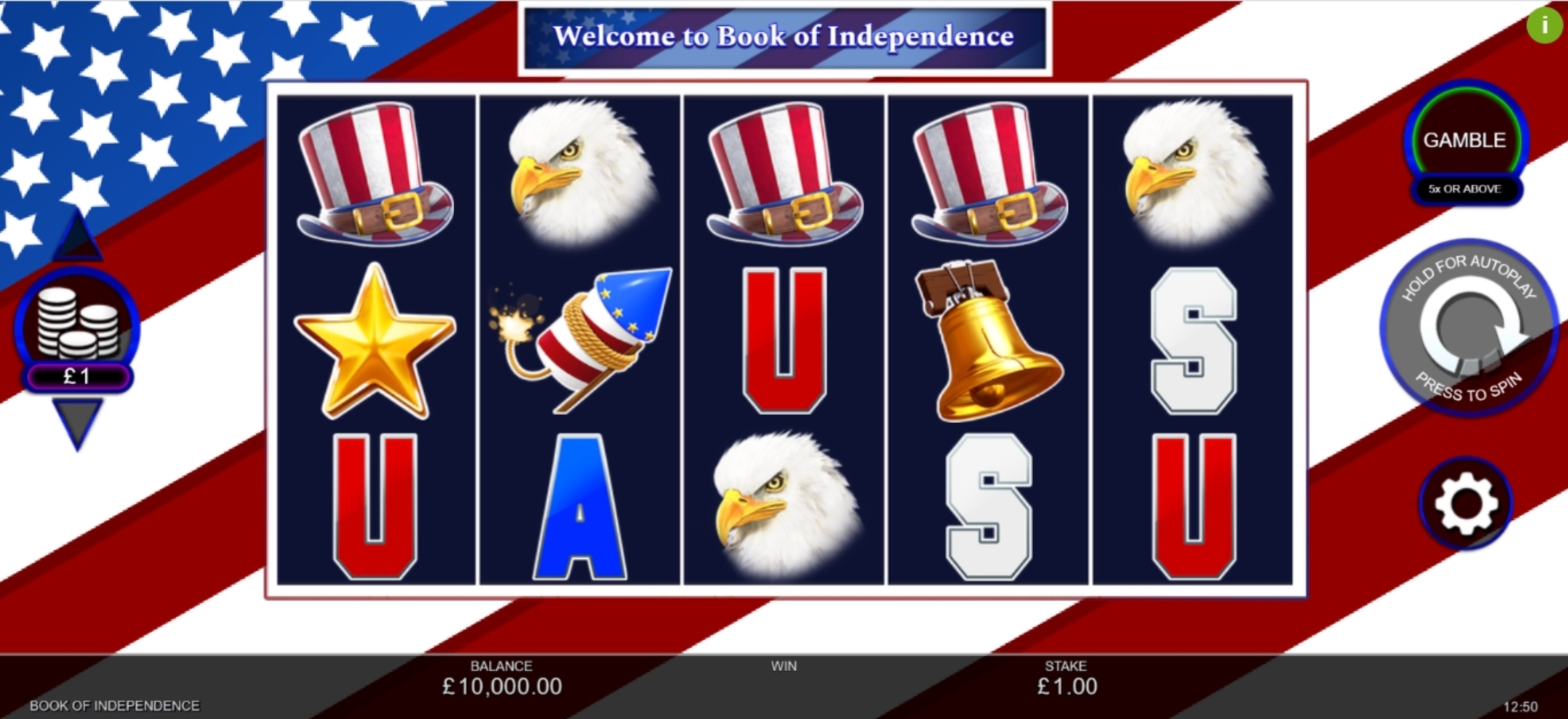 Reels in Book of Independence Slot Game by Inspired Gaming