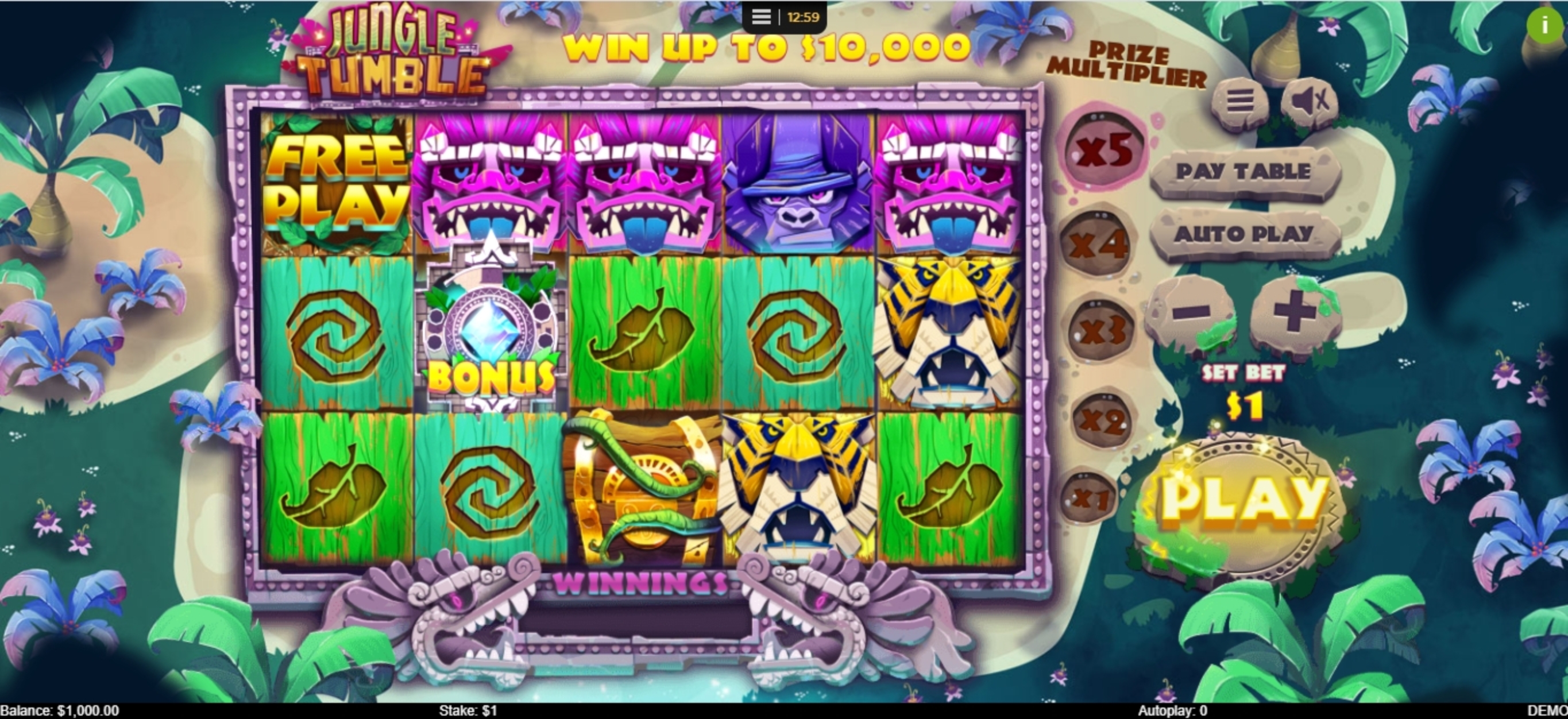 Reels in Jungle Tumble Slot Game by IWG