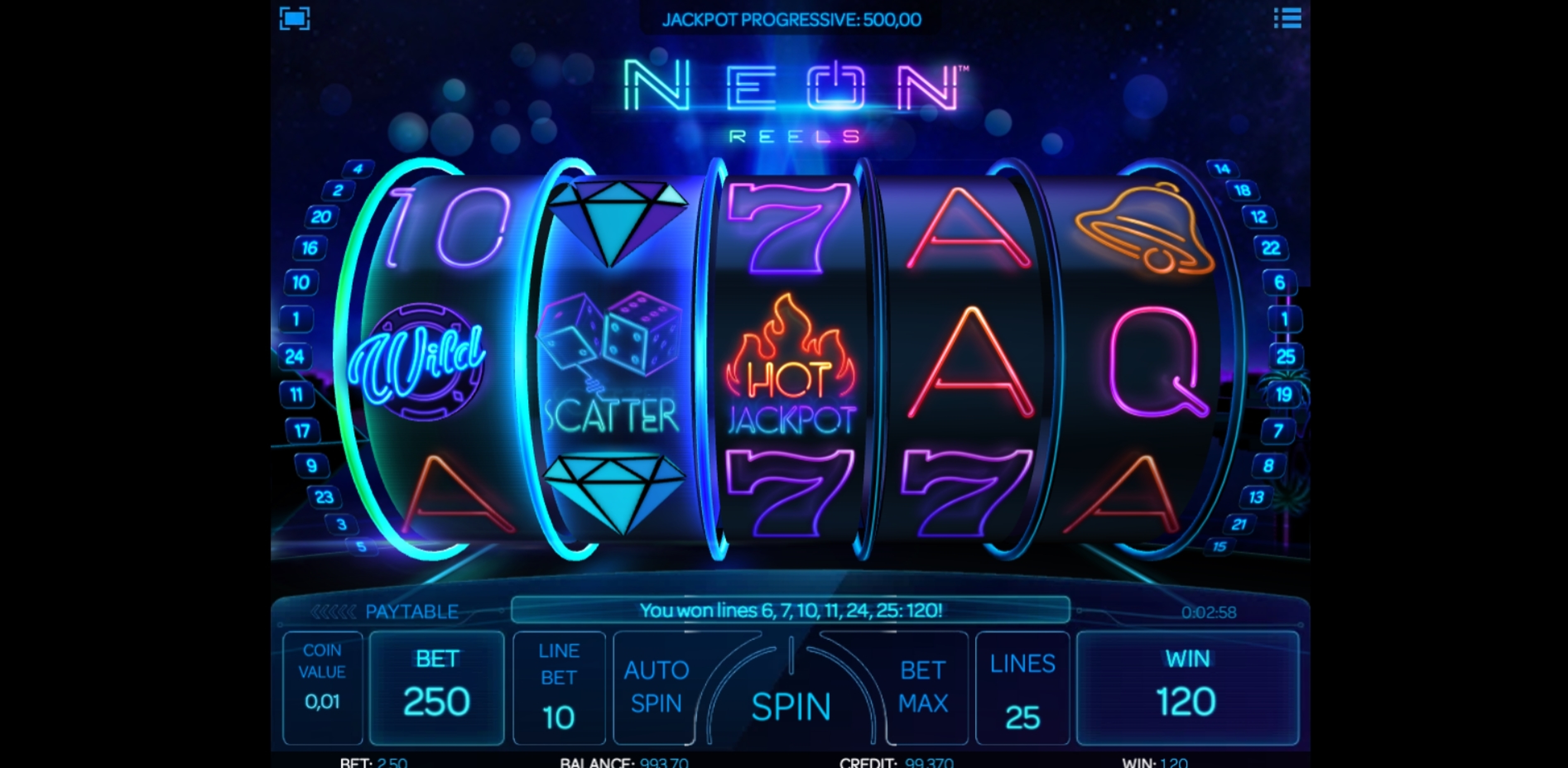 Win Money in Neon Reels Free Slot Game by iSoftBet