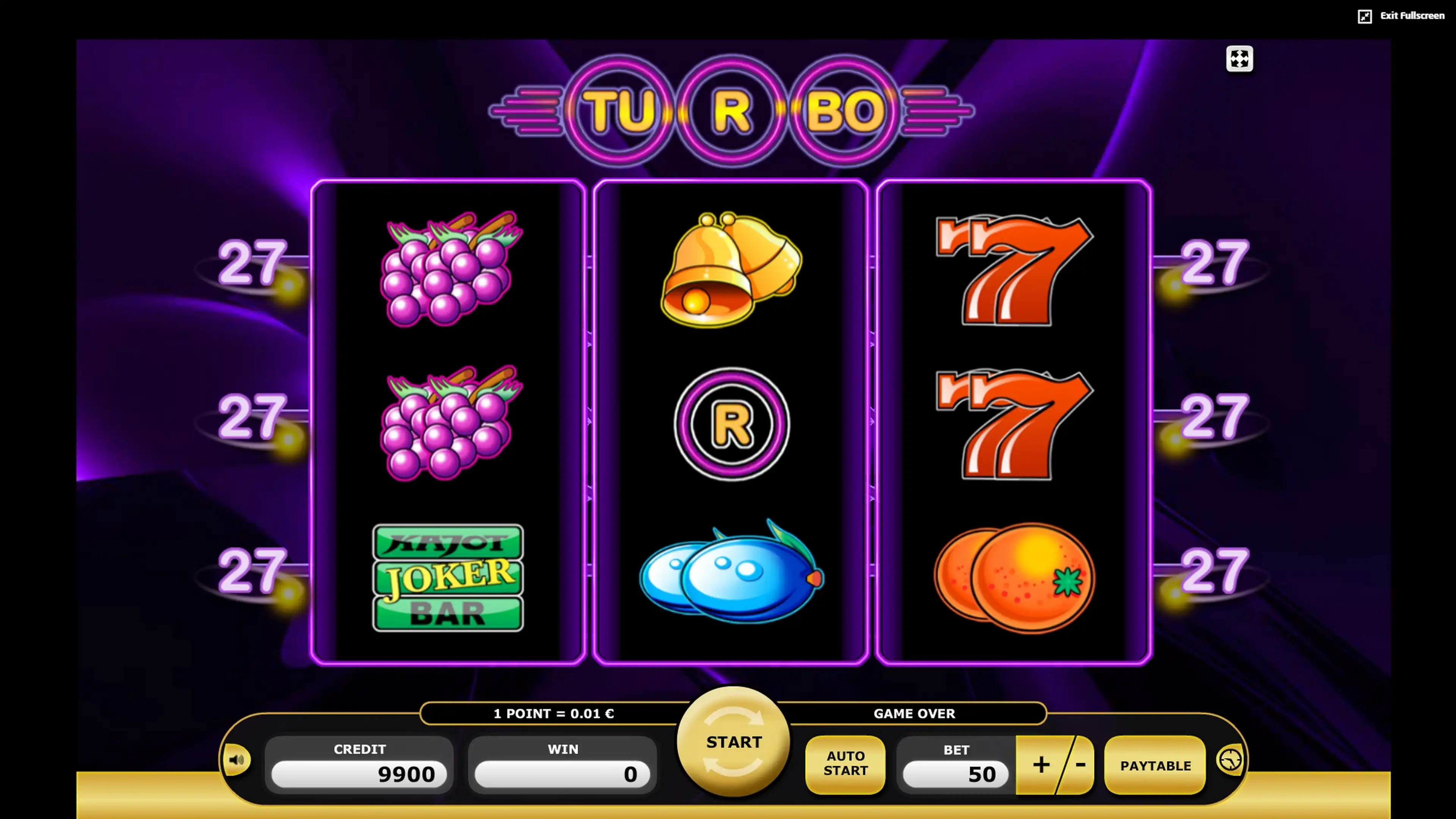 Reels in Turbo 27 Slot Game by Kajot