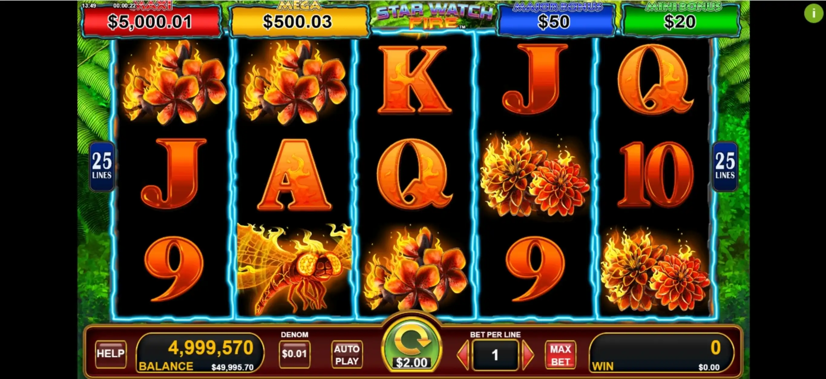 Reels in Star Watch Fire Slot Game by Konami Gaming