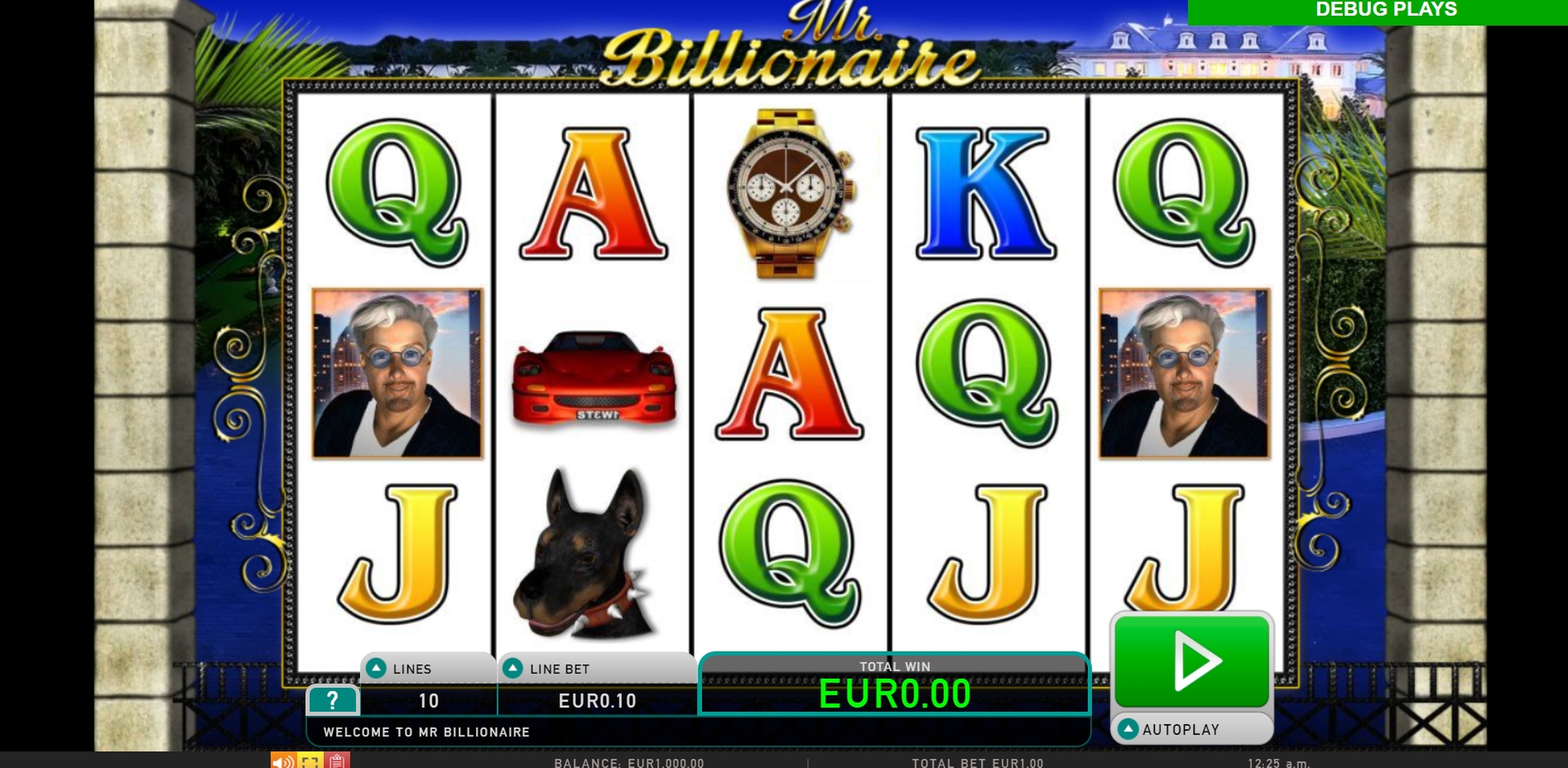Reels in Mr. Billionaire Slot Game by Leander Games
