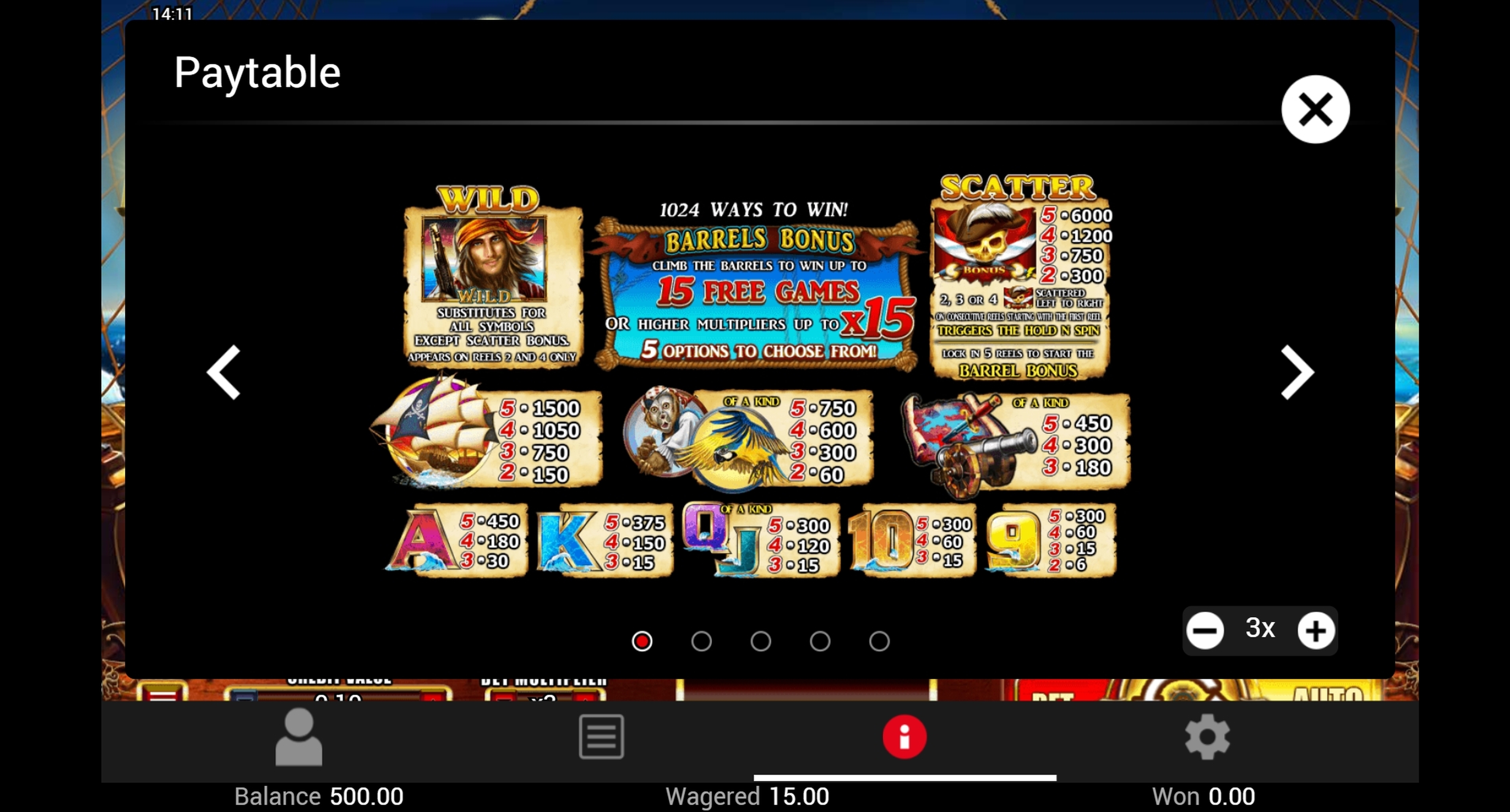 Info of Five Pirates Slot Game by Lightning Box