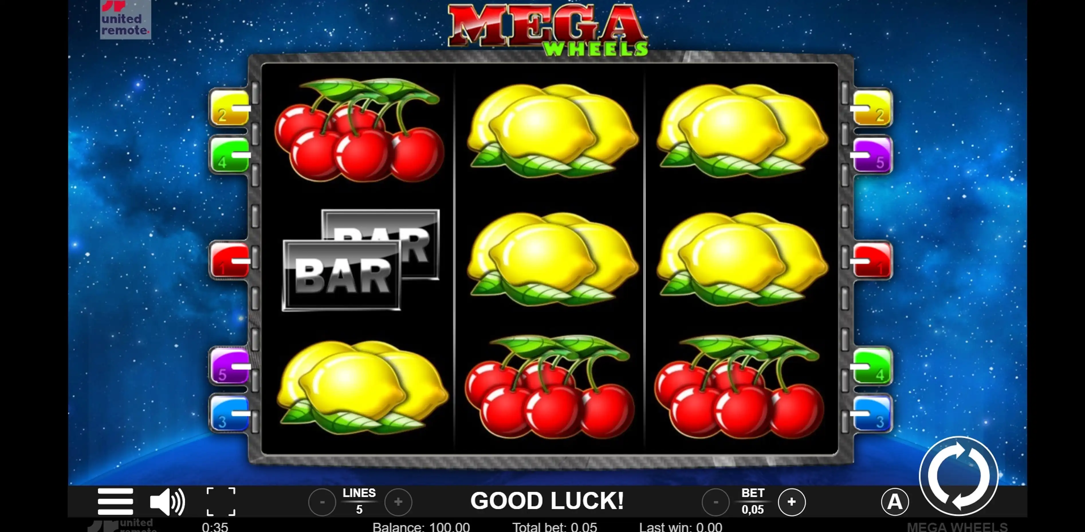 Reels in Mega Wheels Slot Game by LionLine