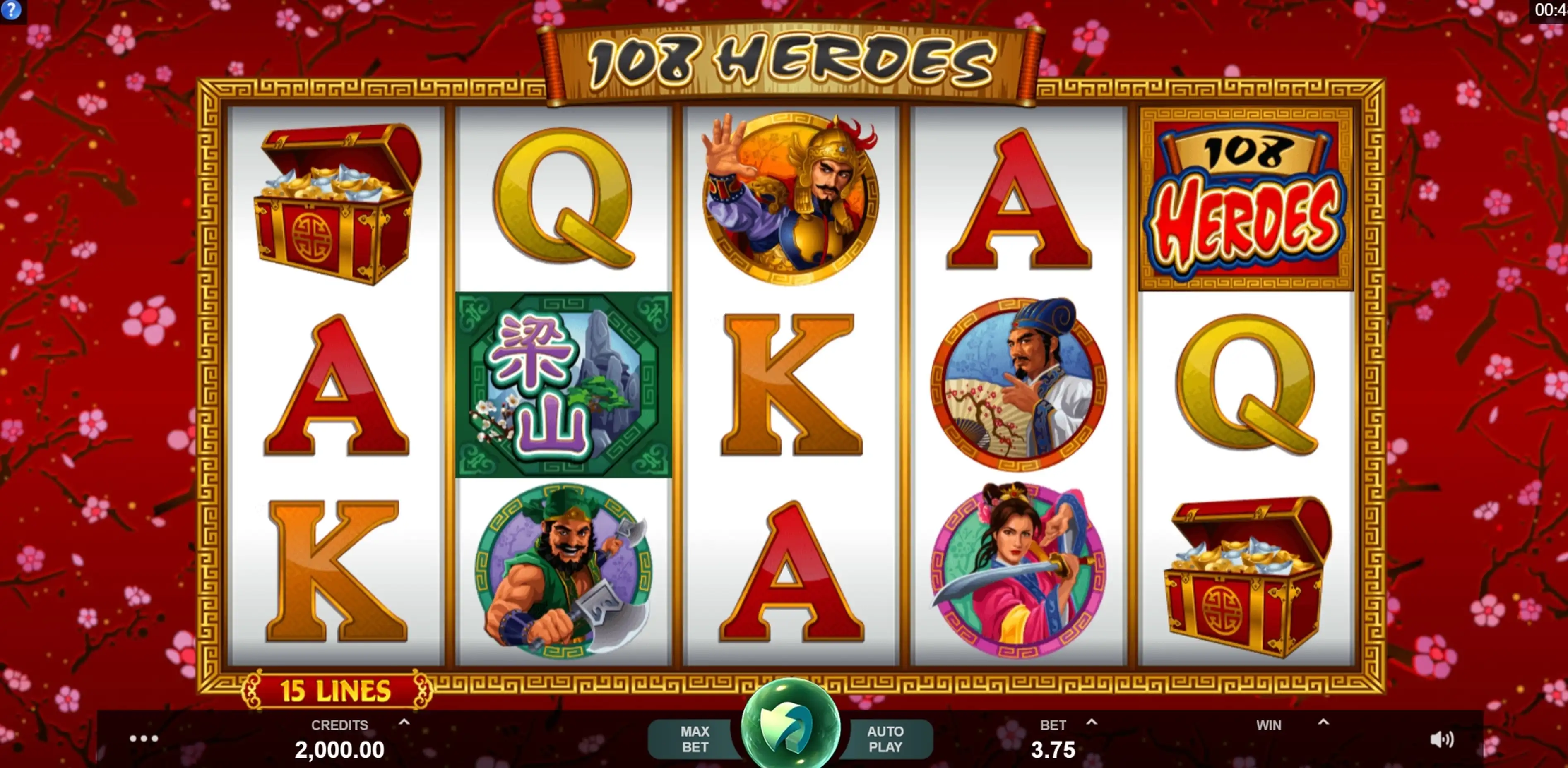 Reels in 108 Heroes Slot Game by MahiGaming