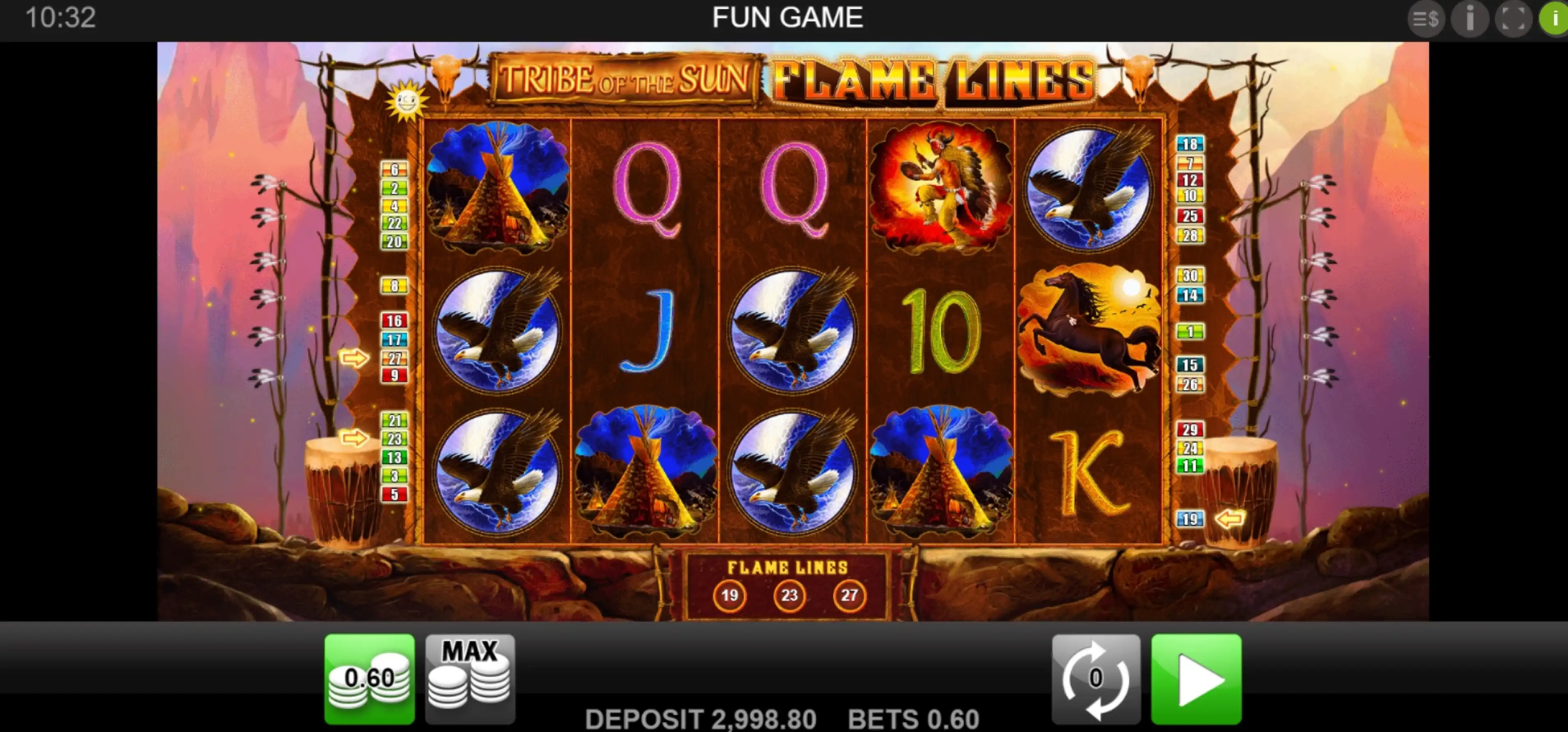 Reels in Tribe Of The Sun Slot Game by Merkur Gaming