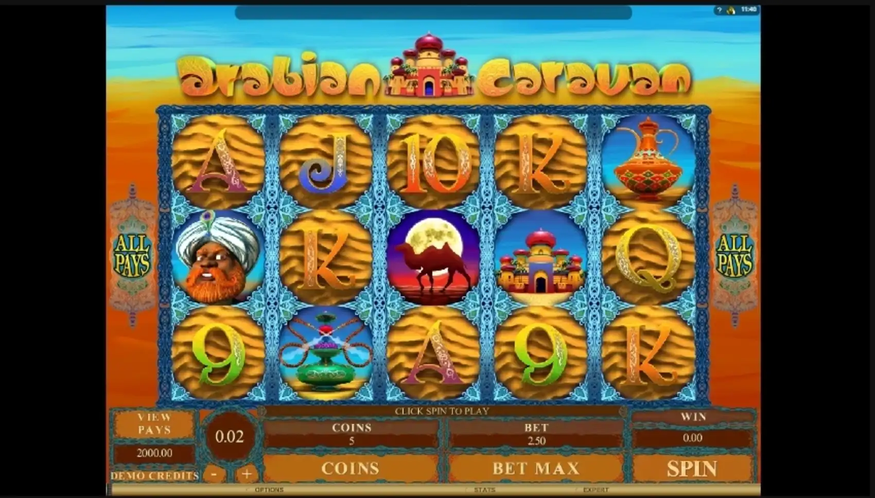 Reels in Arabian Caravan Slot Game by Microgaming