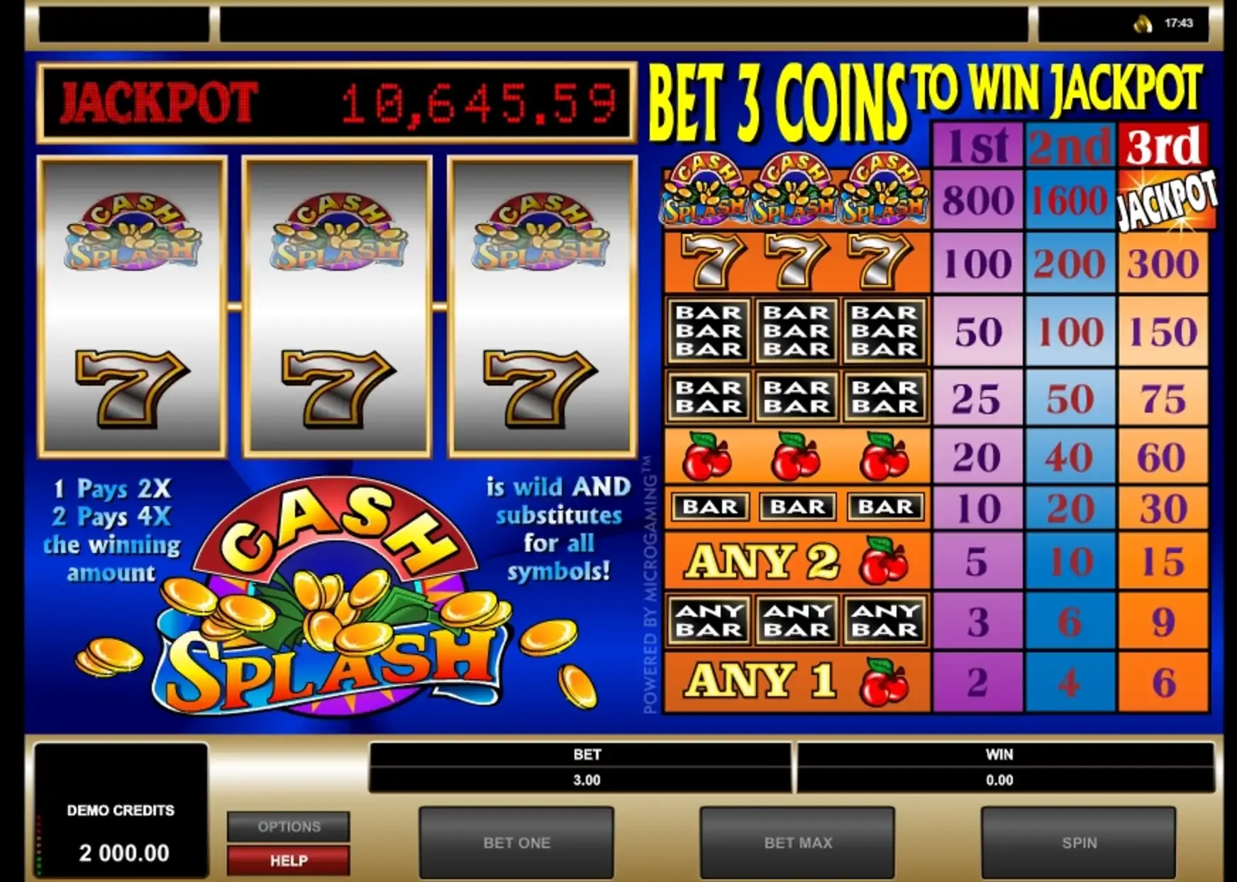 Reels in Cash Splash Slot Game by Microgaming