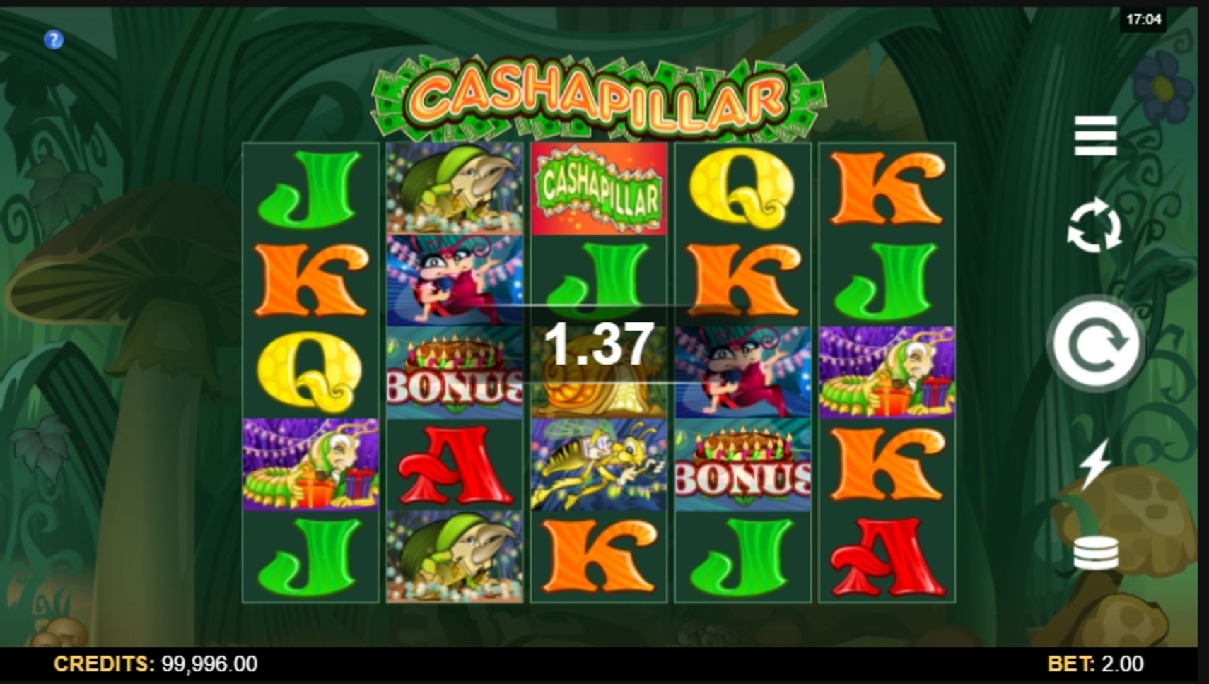 Win Money in Cashapillar Free Slot Game by Microgaming