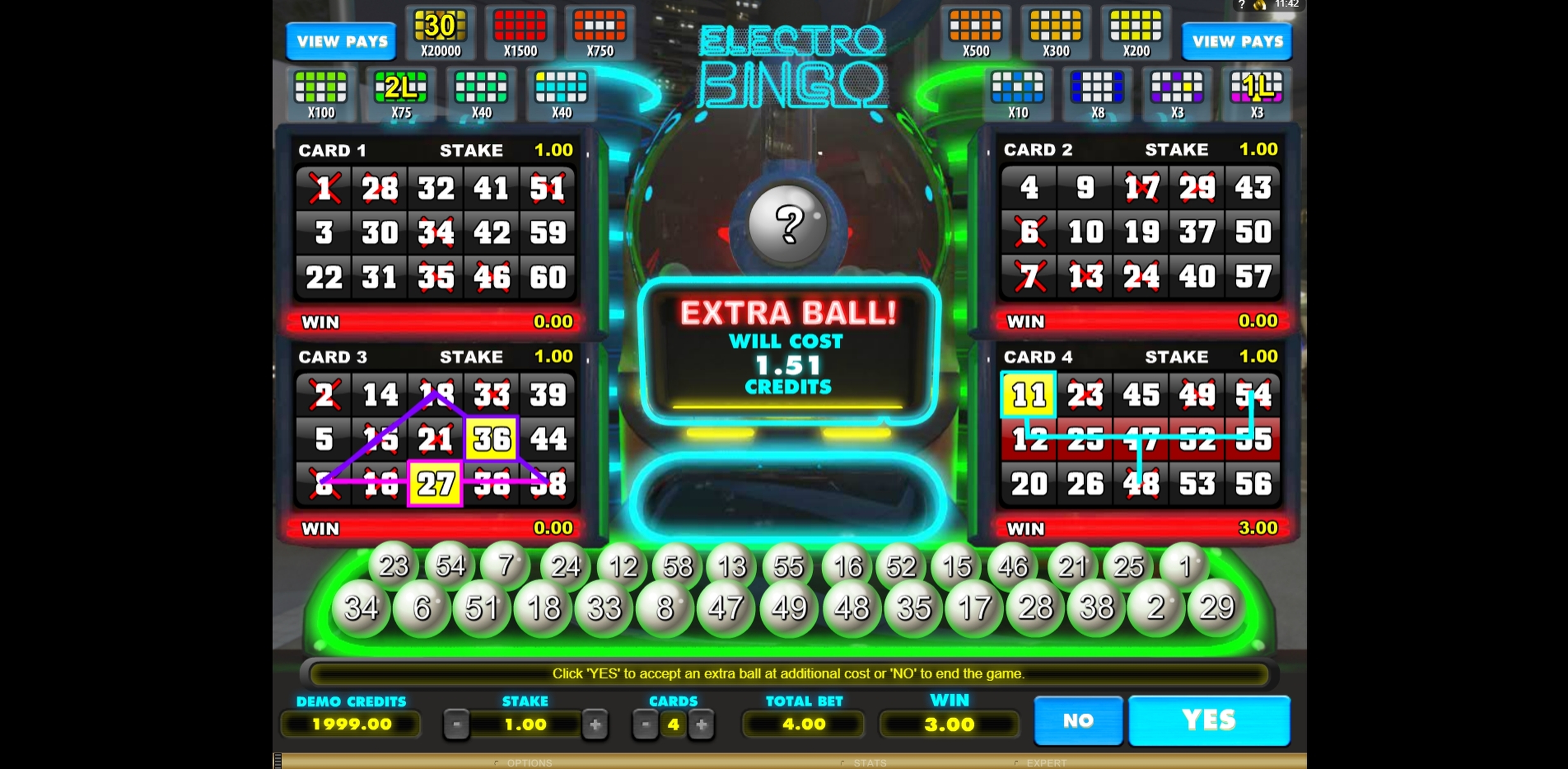 Win Money in Electro Bingo Free Slot Game by Microgaming