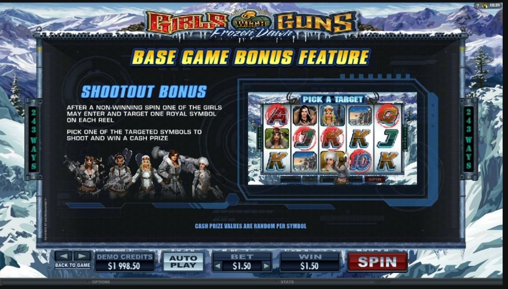 Info of Girls With Guns - Frozen Dawn Slot Game by Microgaming