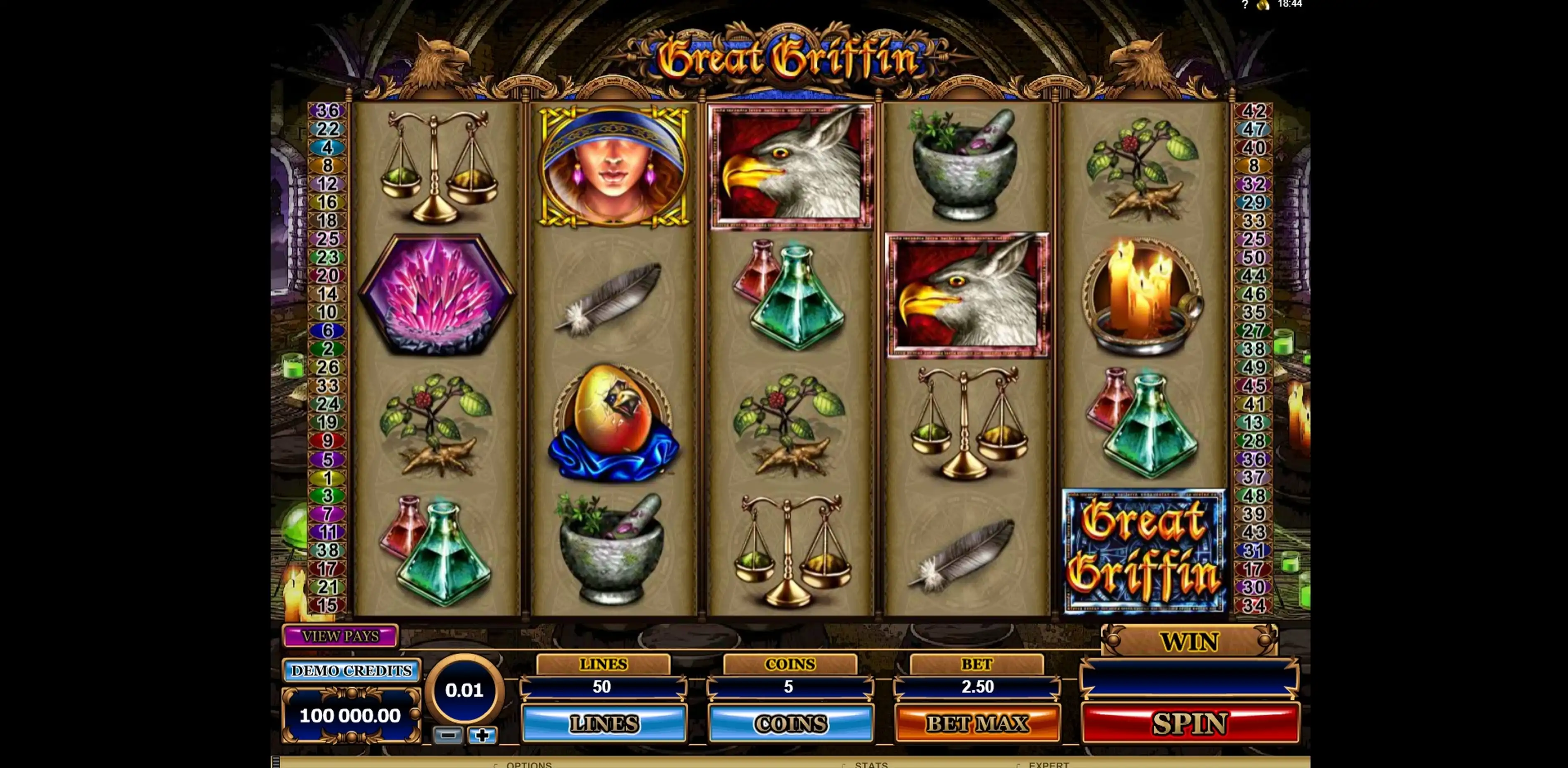 Reels in Great Griffin Slot Game by Microgaming