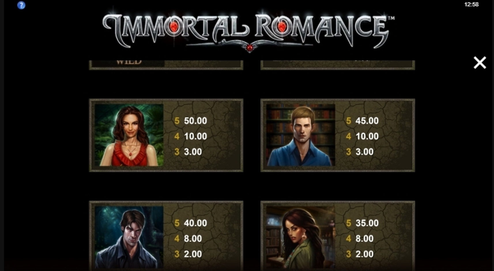 Info of Immortal Romance Slot Game by Microgaming