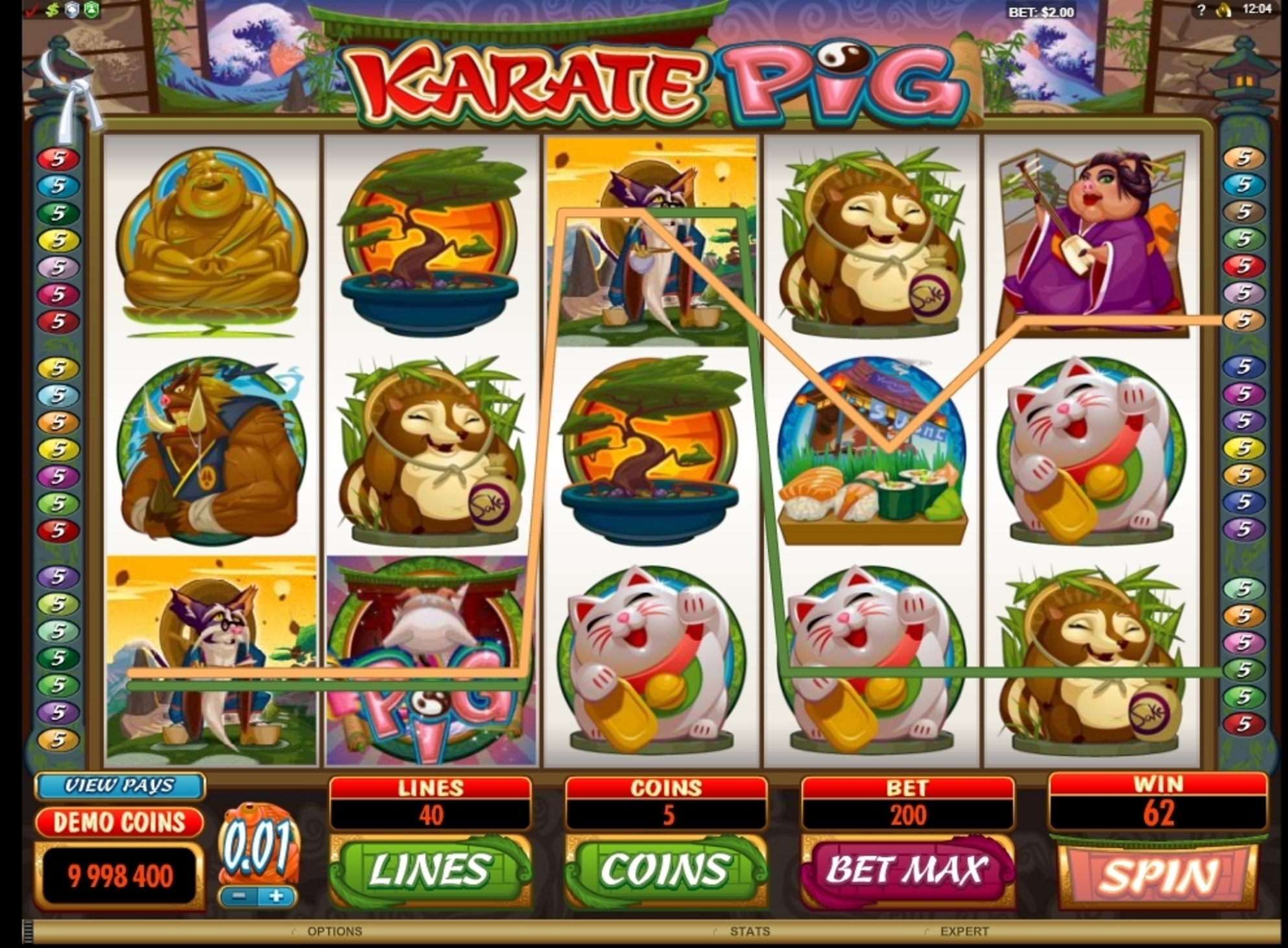 Win Money in Karate Pig Free Slot Game by Microgaming