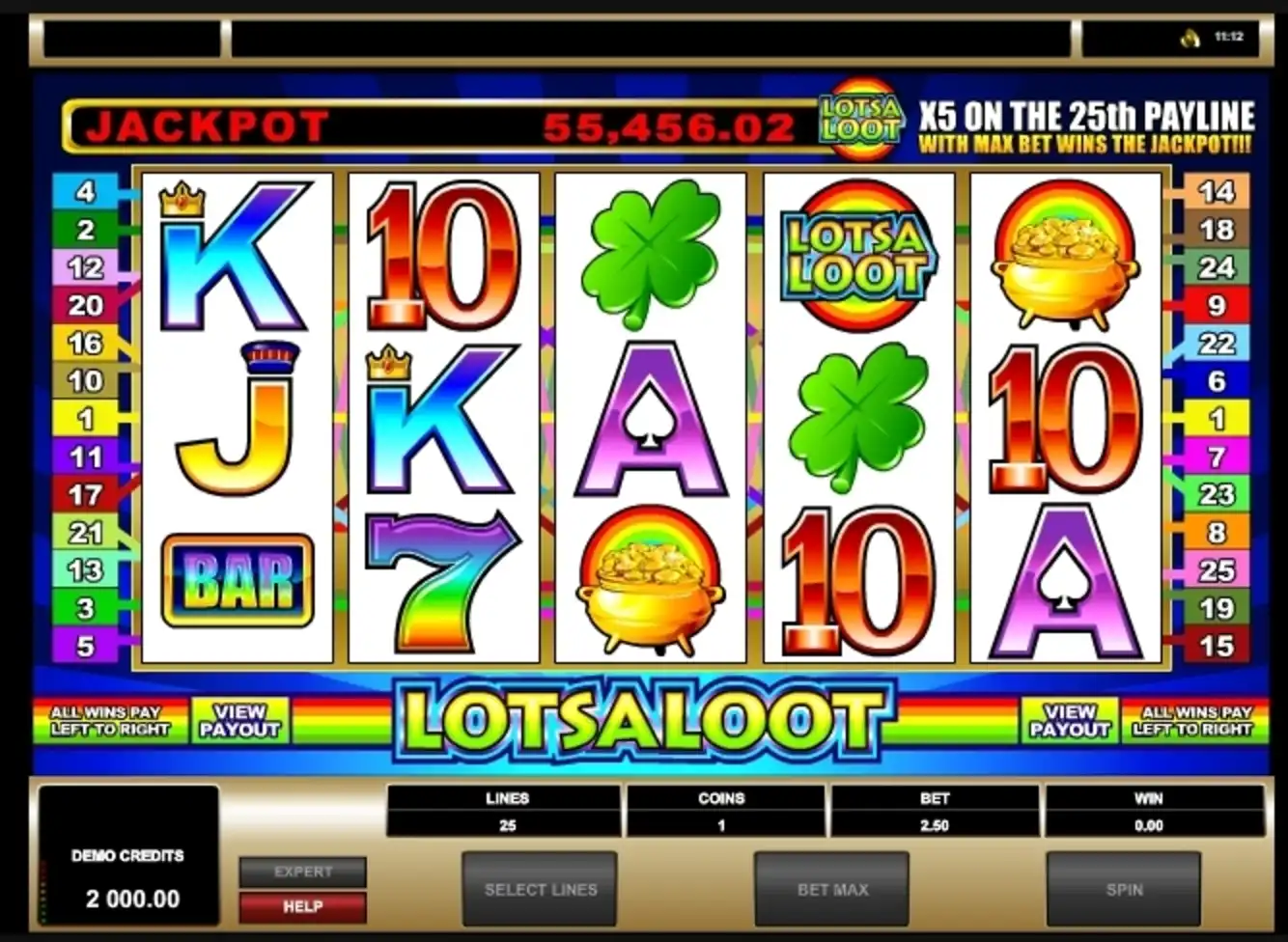 Reels in Lots a Loot 5 Reel Slot Game by Microgaming