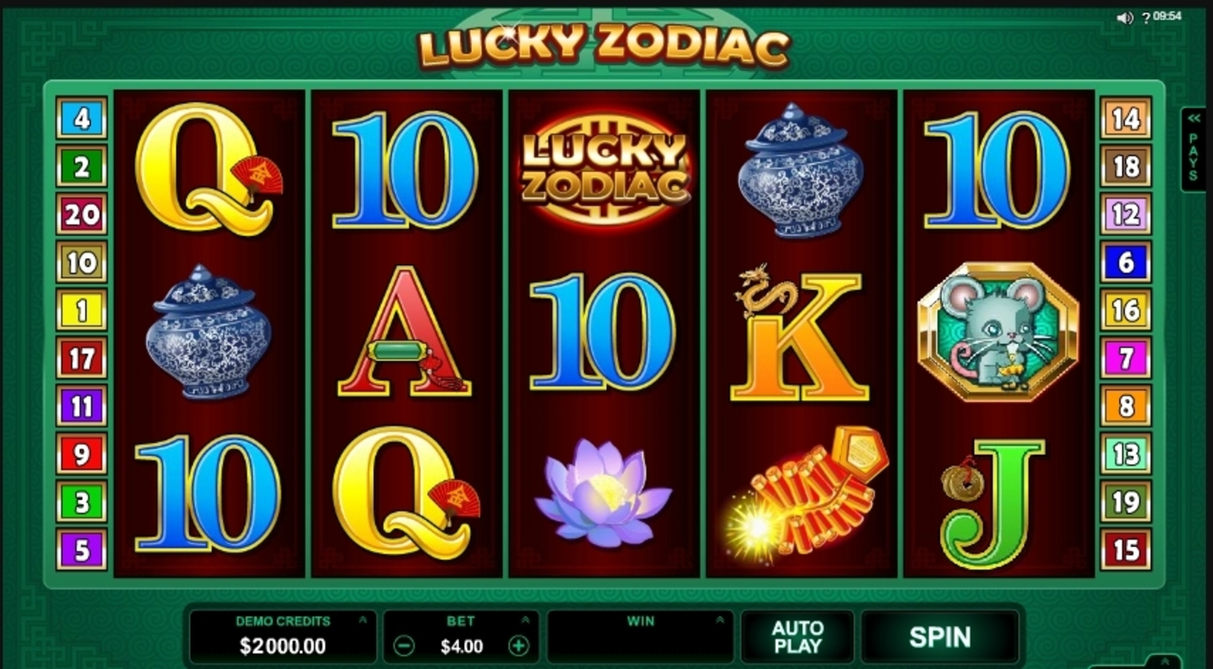 Reels in Lucky Zodiac Slot Game by Microgaming