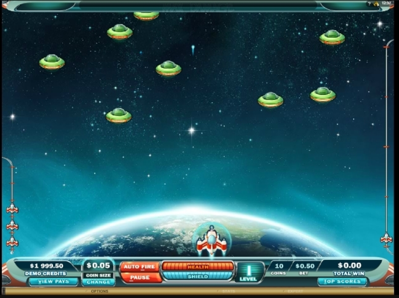Reels in Max Damage and the Alien Attack Slot Game by Microgaming