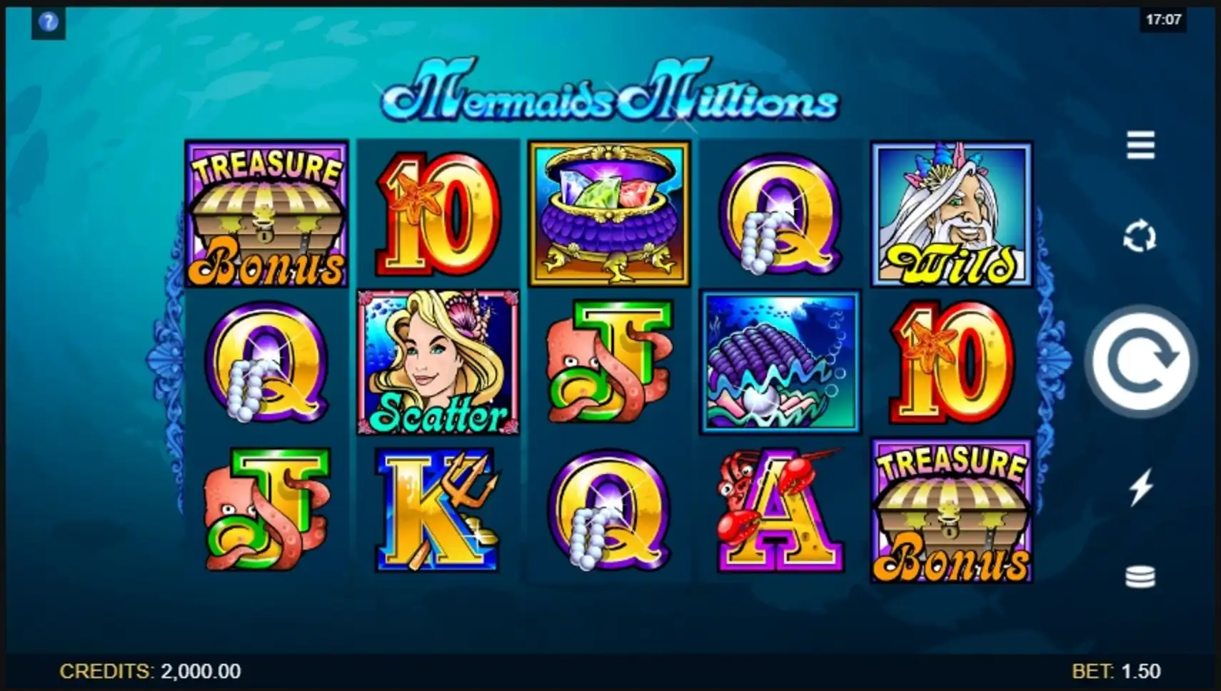 Reels in Mermaid's Millions Slot Game by Microgaming