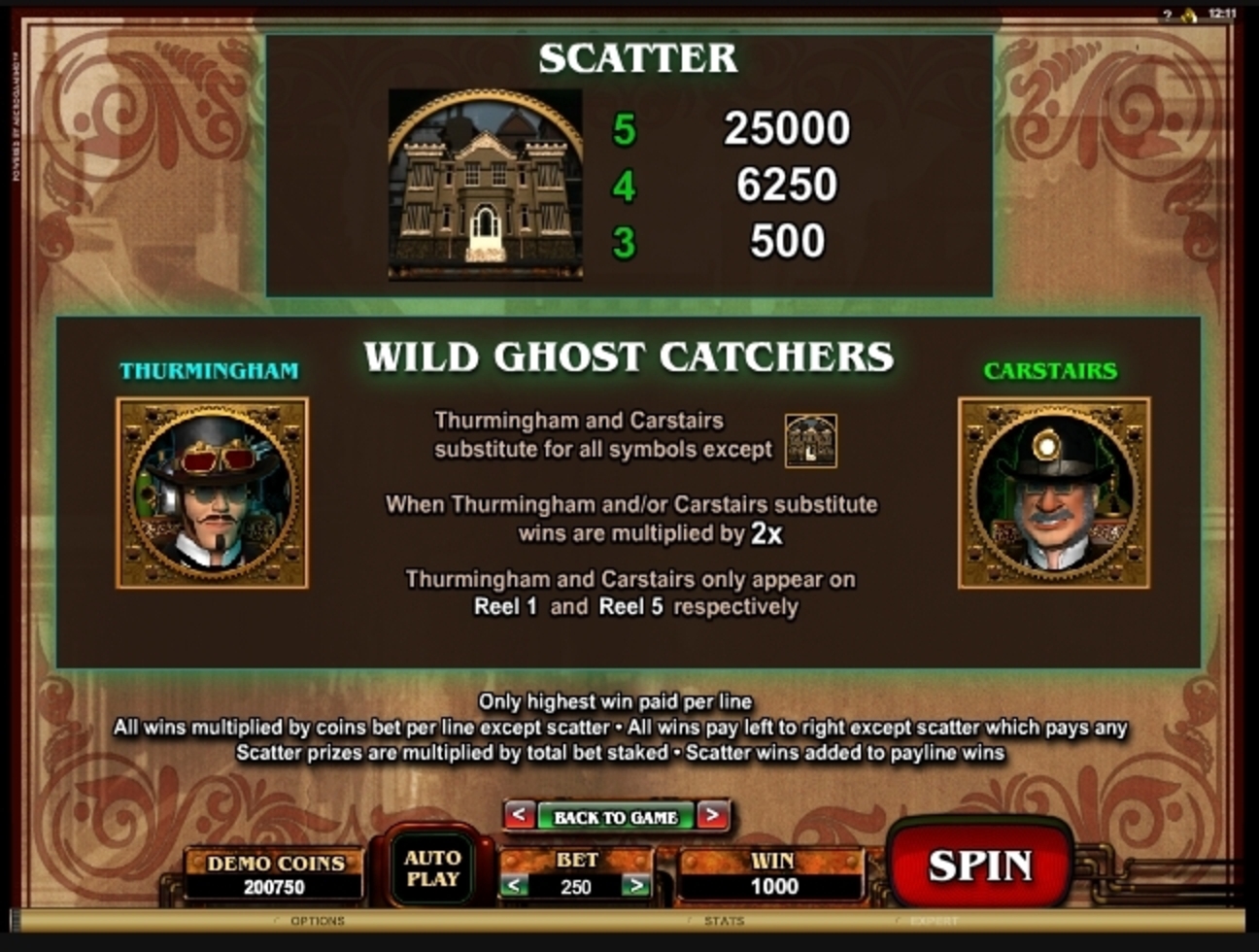Info of Phantom Cash Slot Game by Microgaming