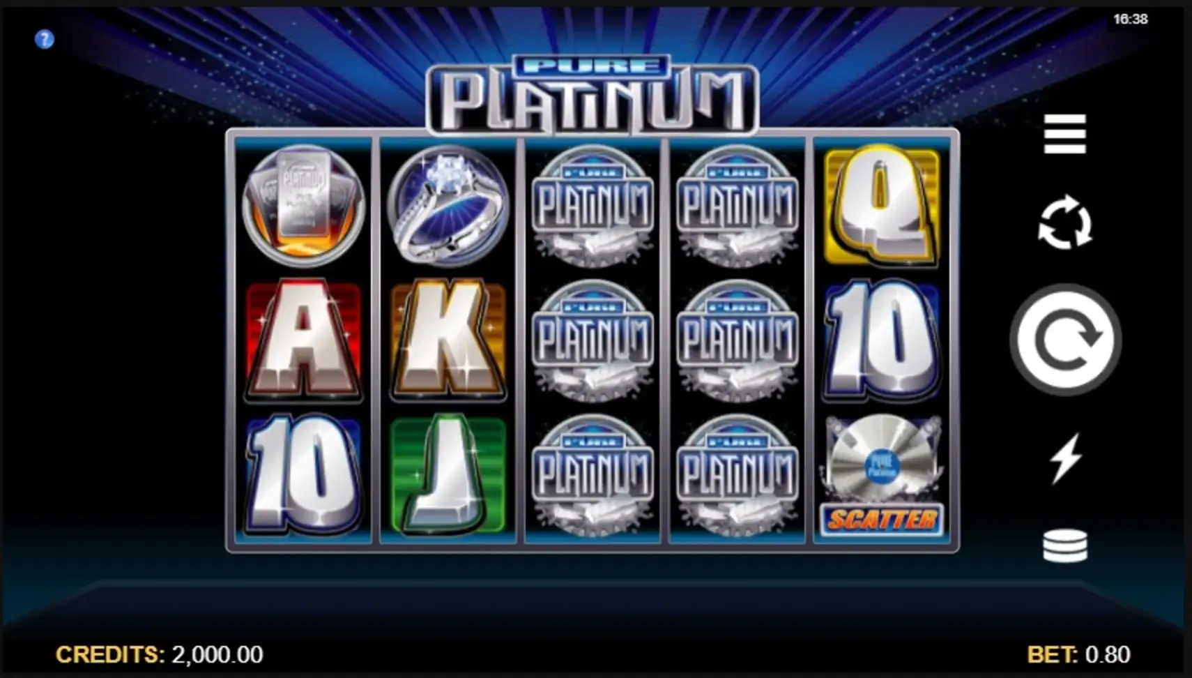 Reels in Pure Platinum Slot Game by Microgaming