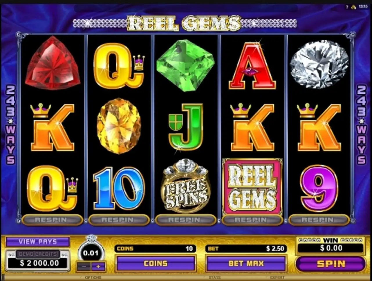 Reels in Reel Gems Slot Game by Microgaming