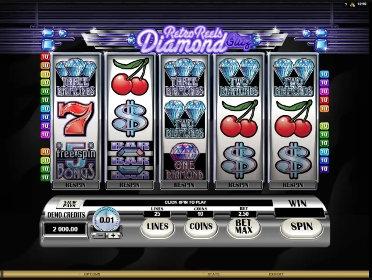 Reels in Retro Reels: Diamond Glitz Slot Game by Microgaming