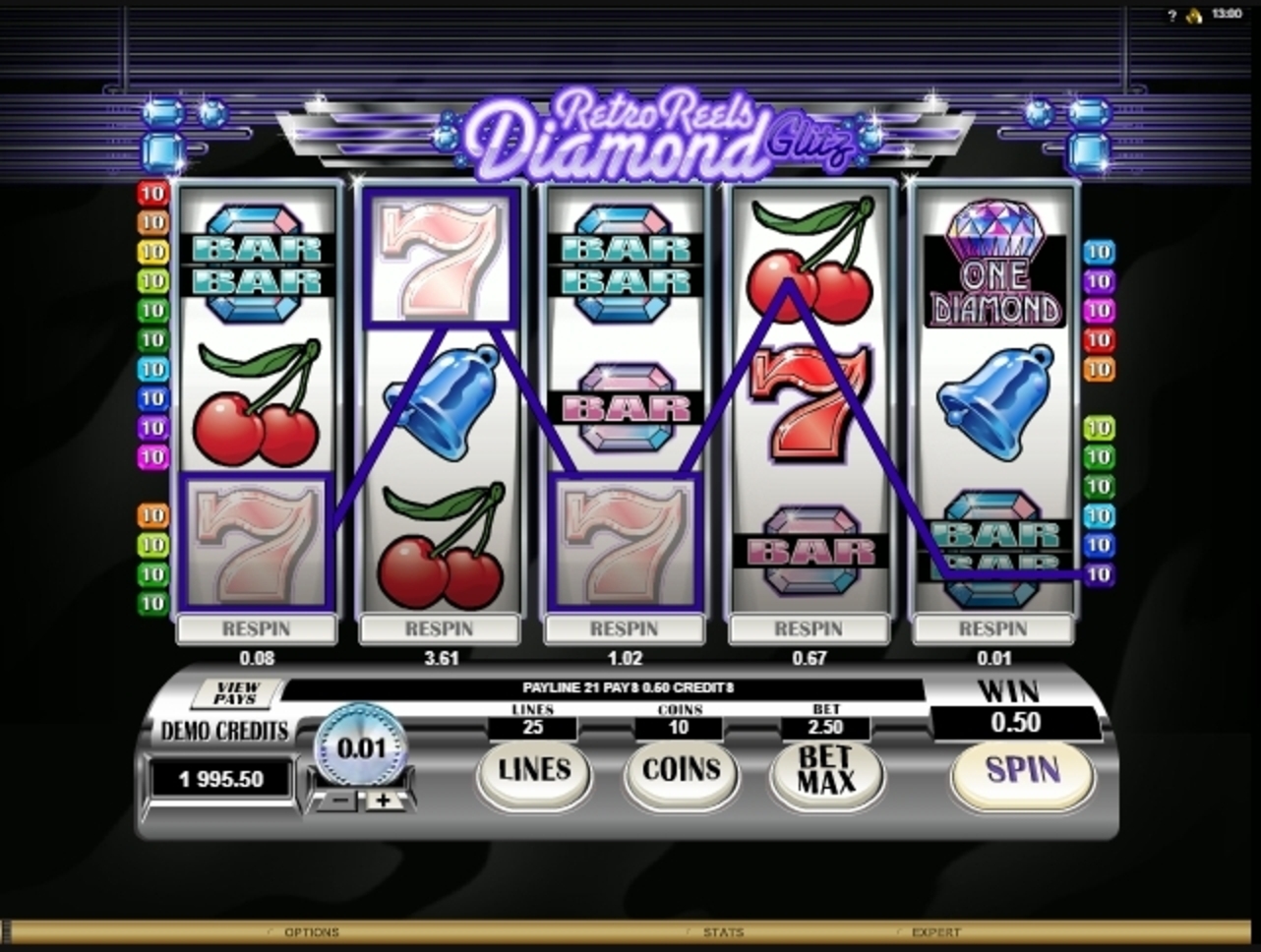 Win Money in Retro Reels: Diamond Glitz Free Slot Game by Microgaming