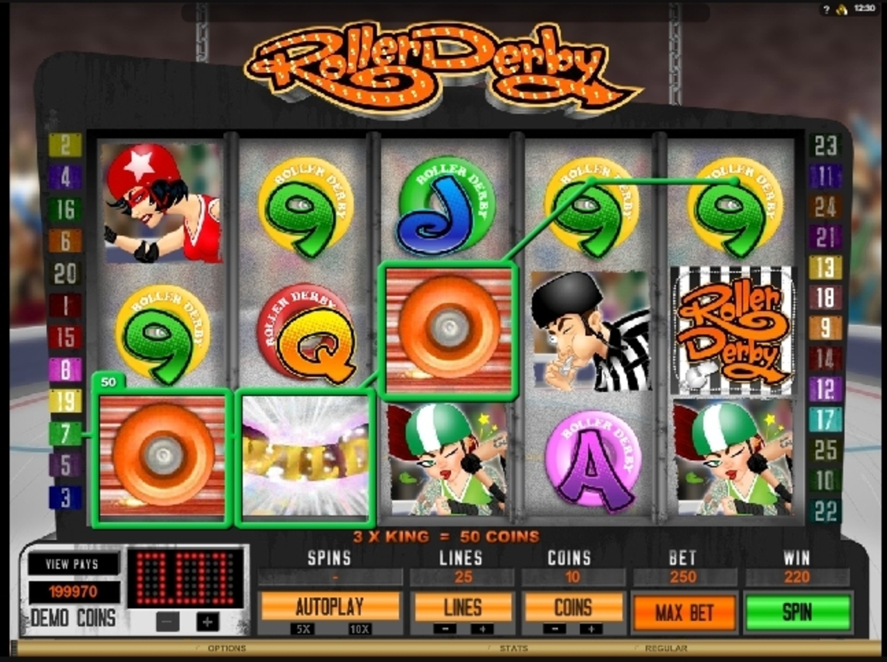 Win Money in Roller Derby Free Slot Game by Microgaming