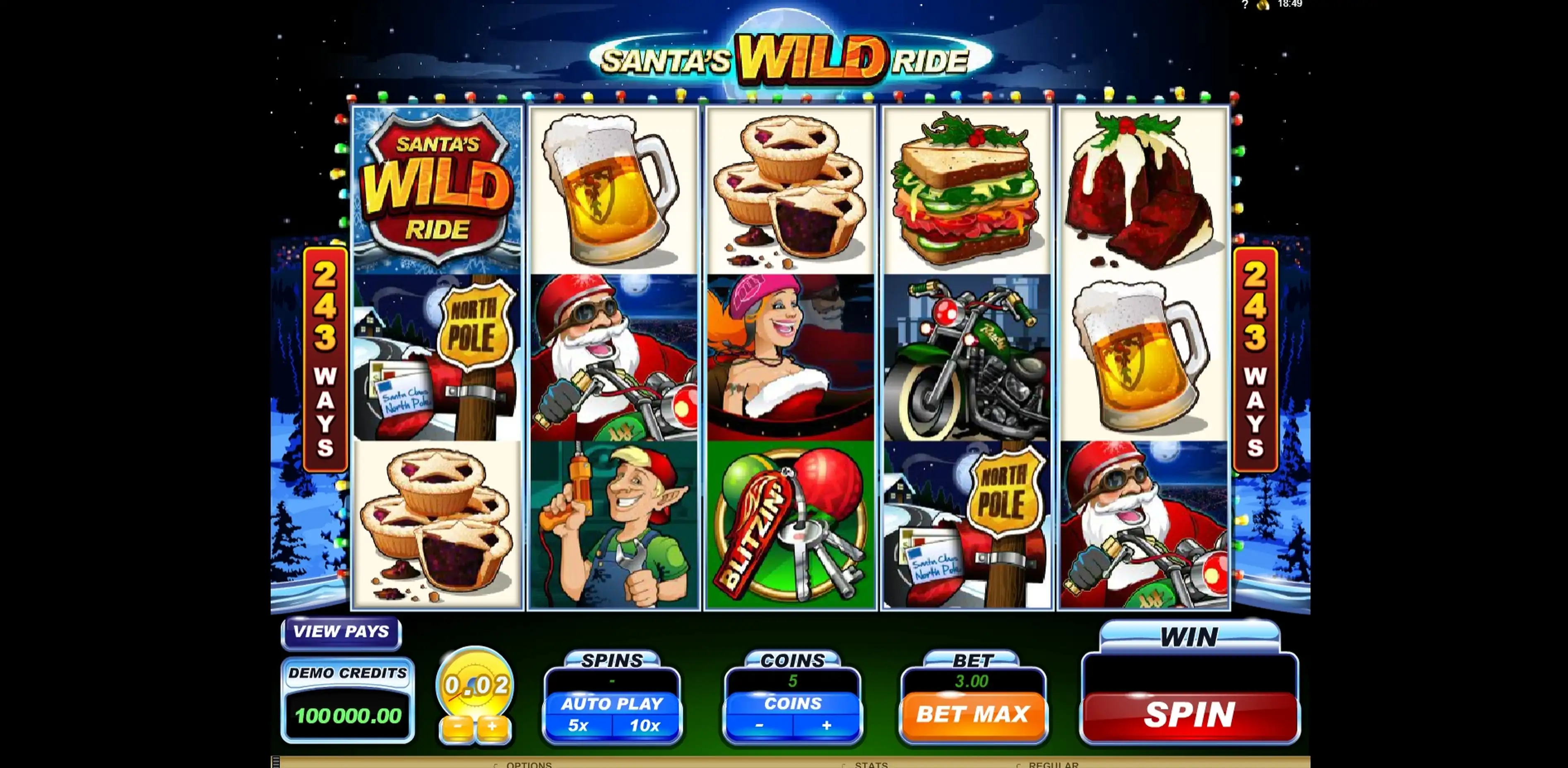 Reels in Santa's Wild Ride Slot Game by Microgaming