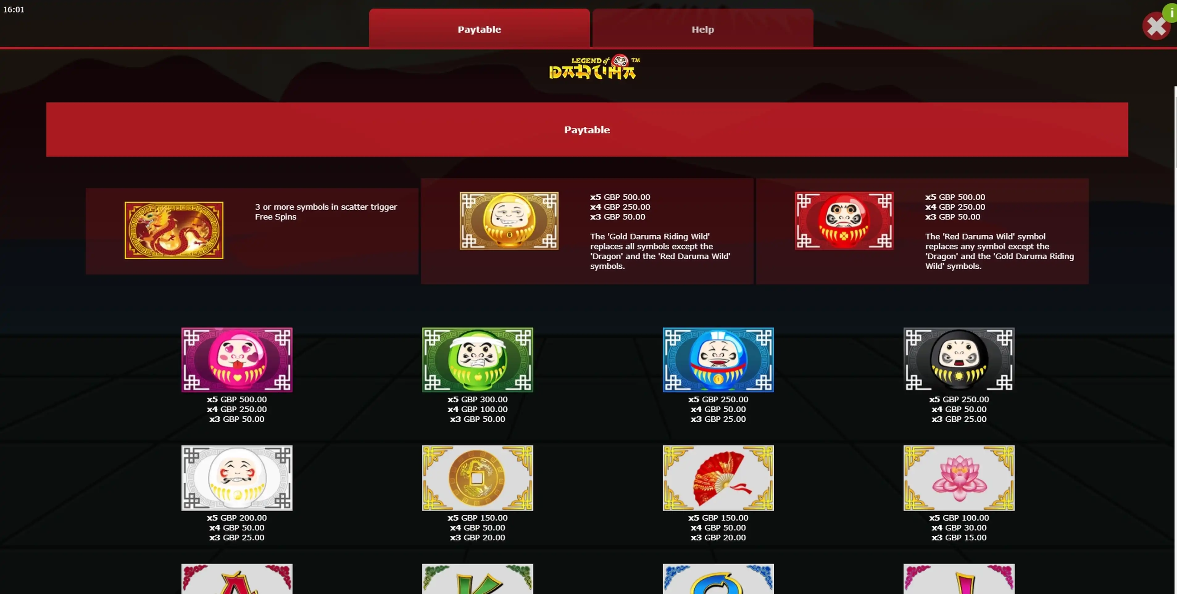 Info of Legend of Daruma Slot Game by Mutuel Play