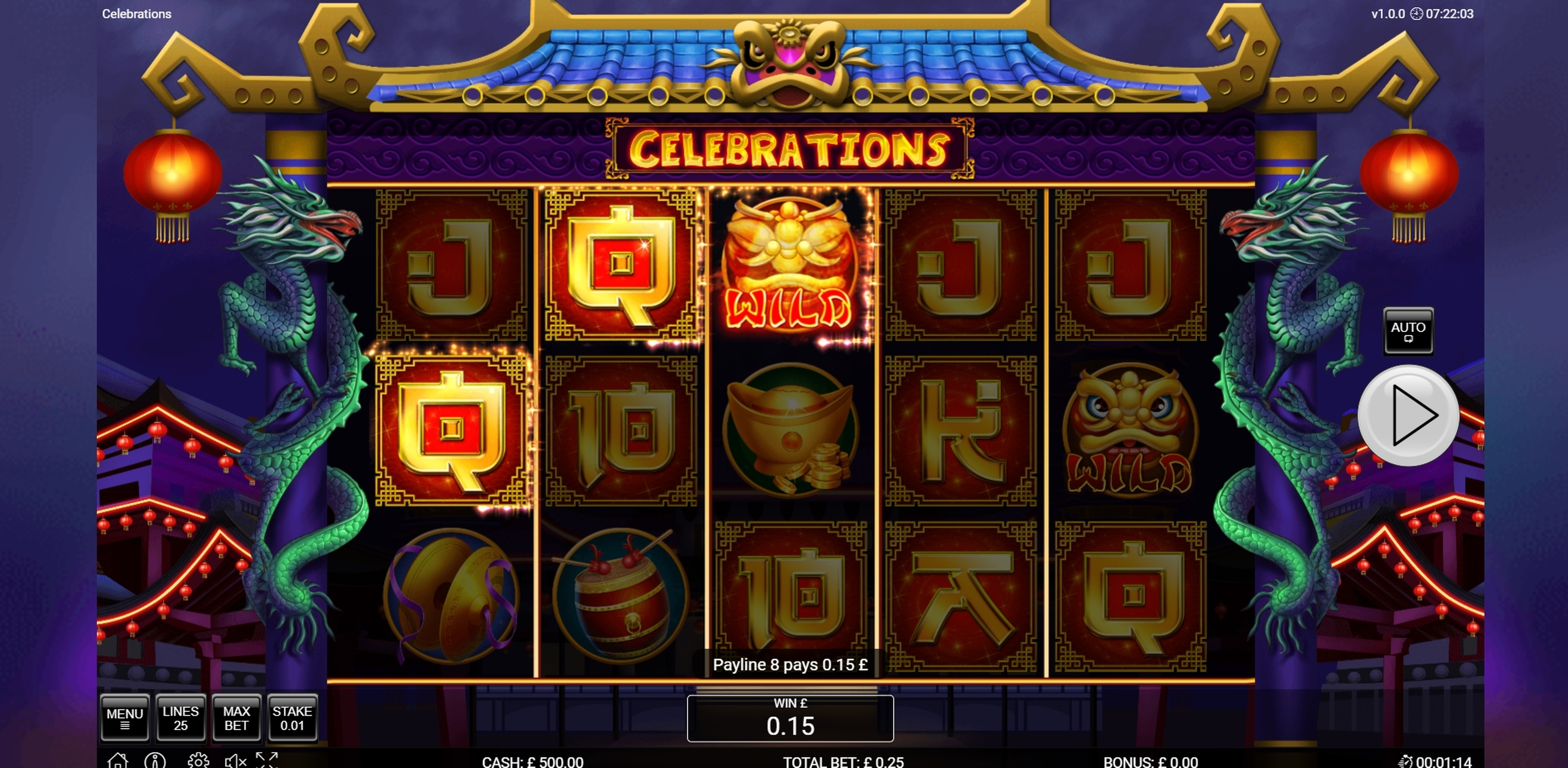 Win Money in Celebrations Free Slot Game by Nektan