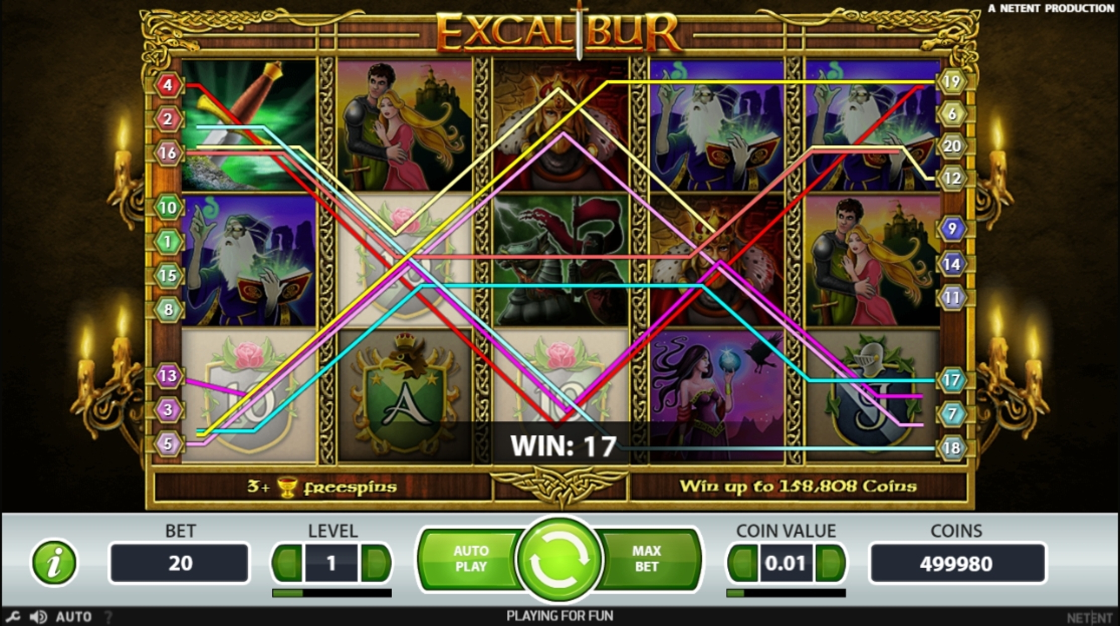 Win Money in Excalibur Free Slot Game by NetEnt