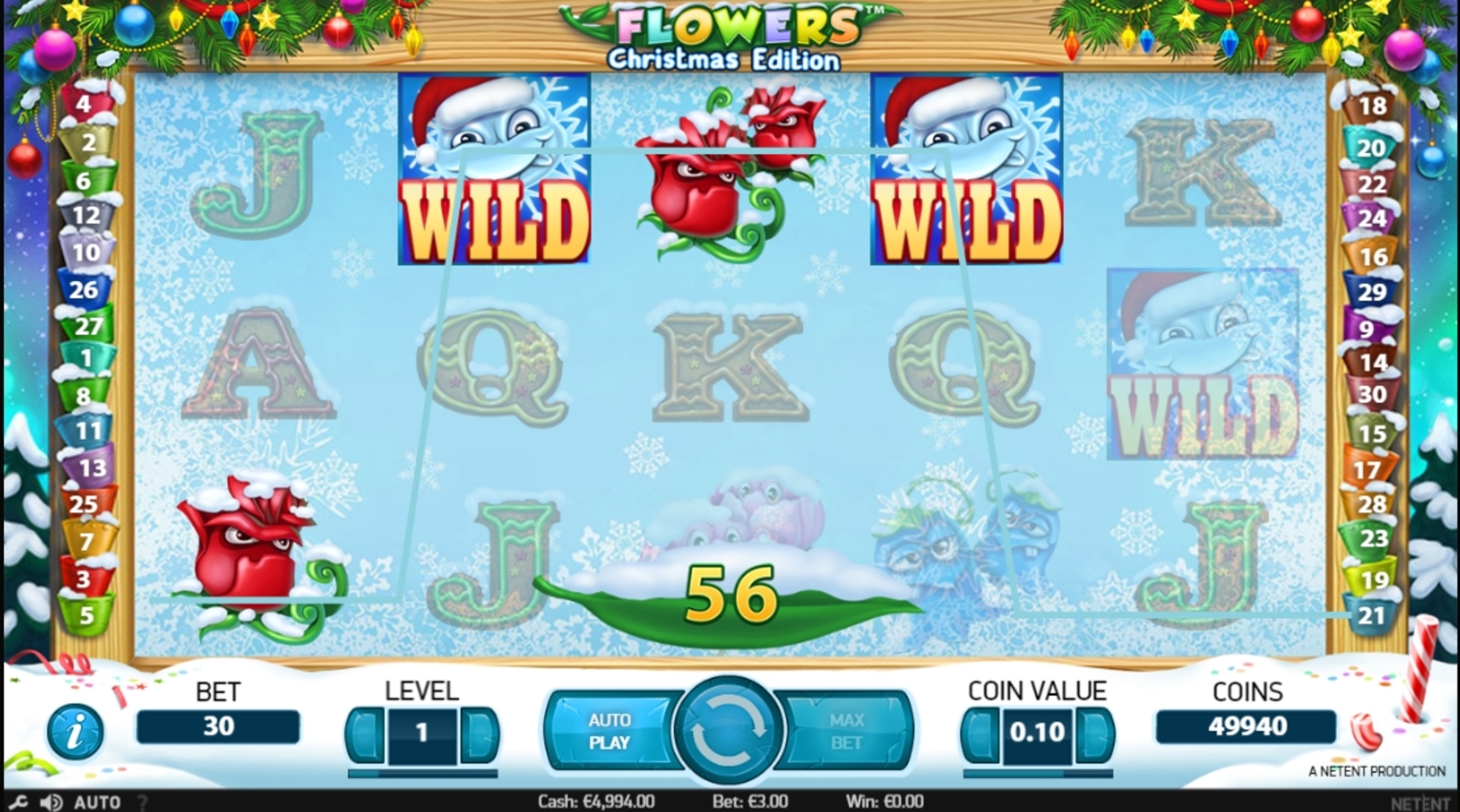 Win Money in Flowers Christmas Edition Free Slot Game by NetEnt
