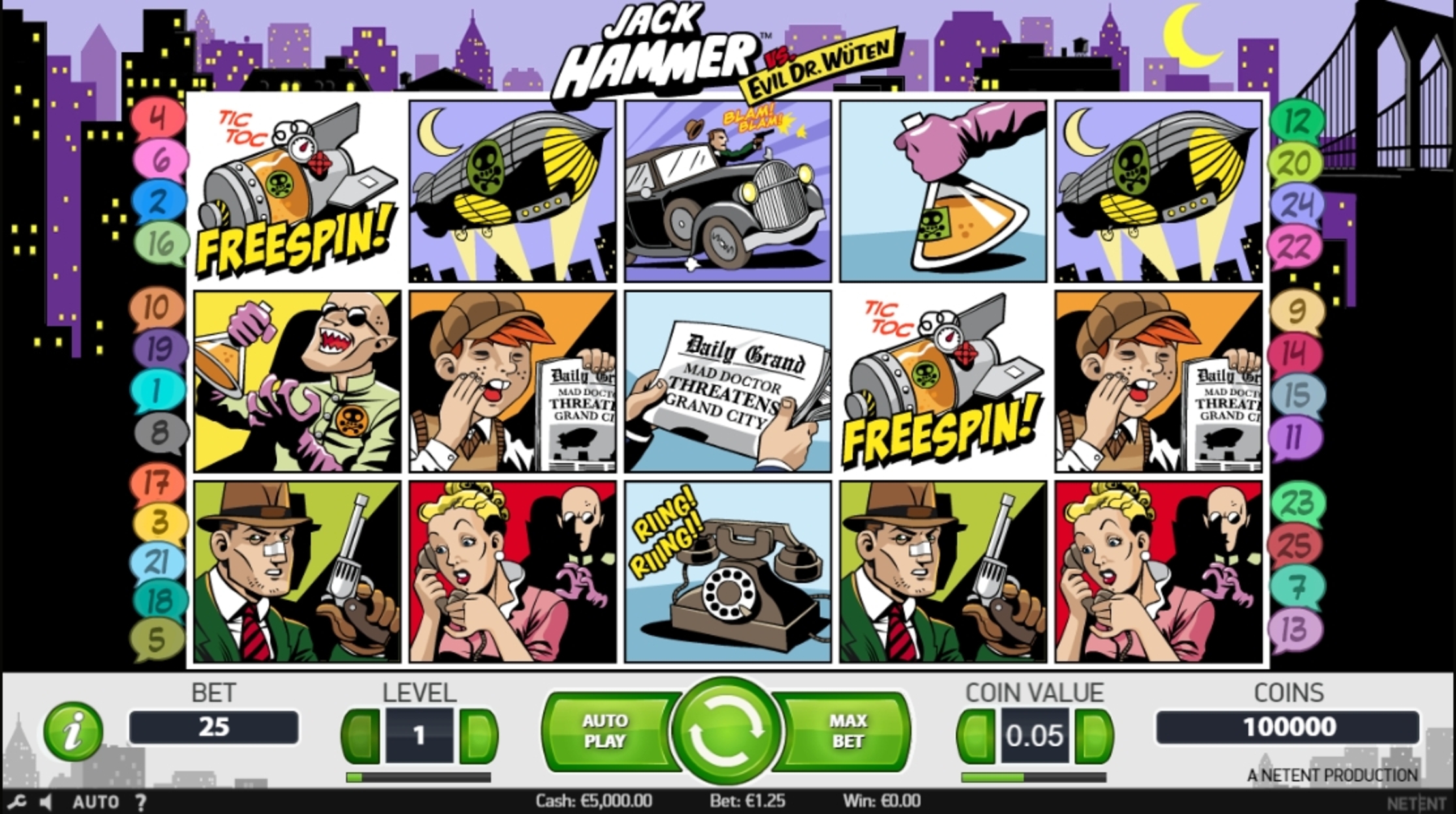 Reels in Jack Hammer Slot Game by NetEnt